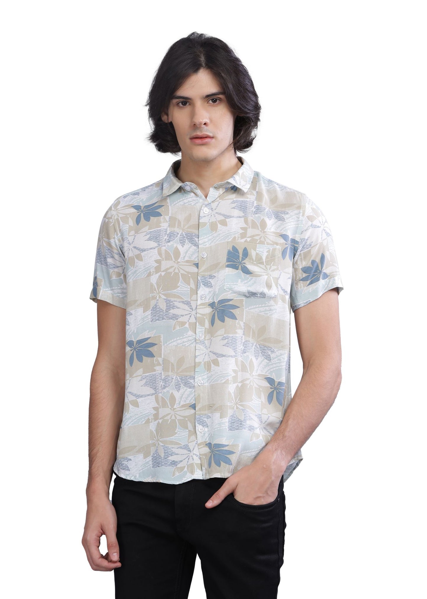 Olive Patch Printed Shirt - Tusok