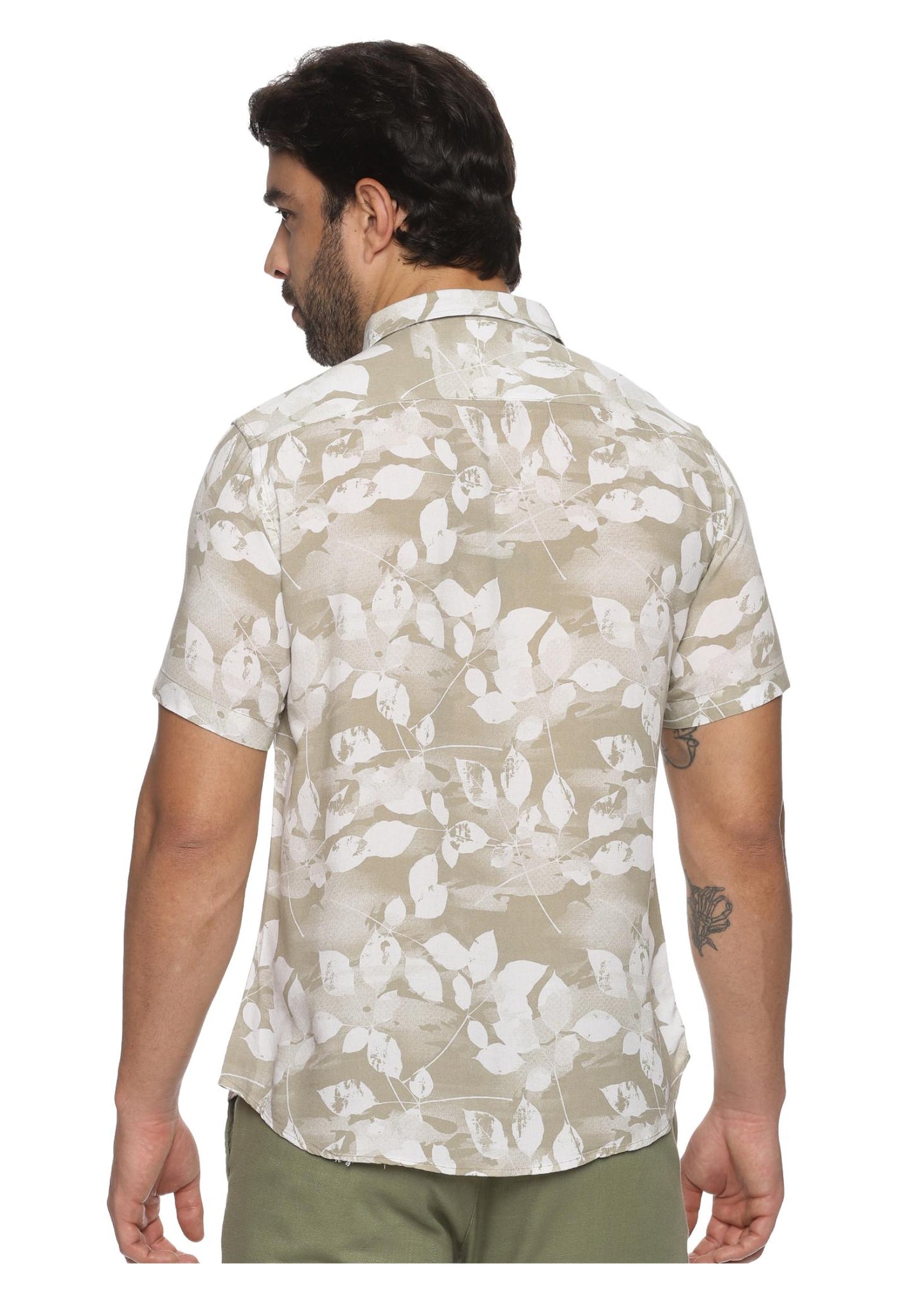 Brown Petal Mens Printed Shirt