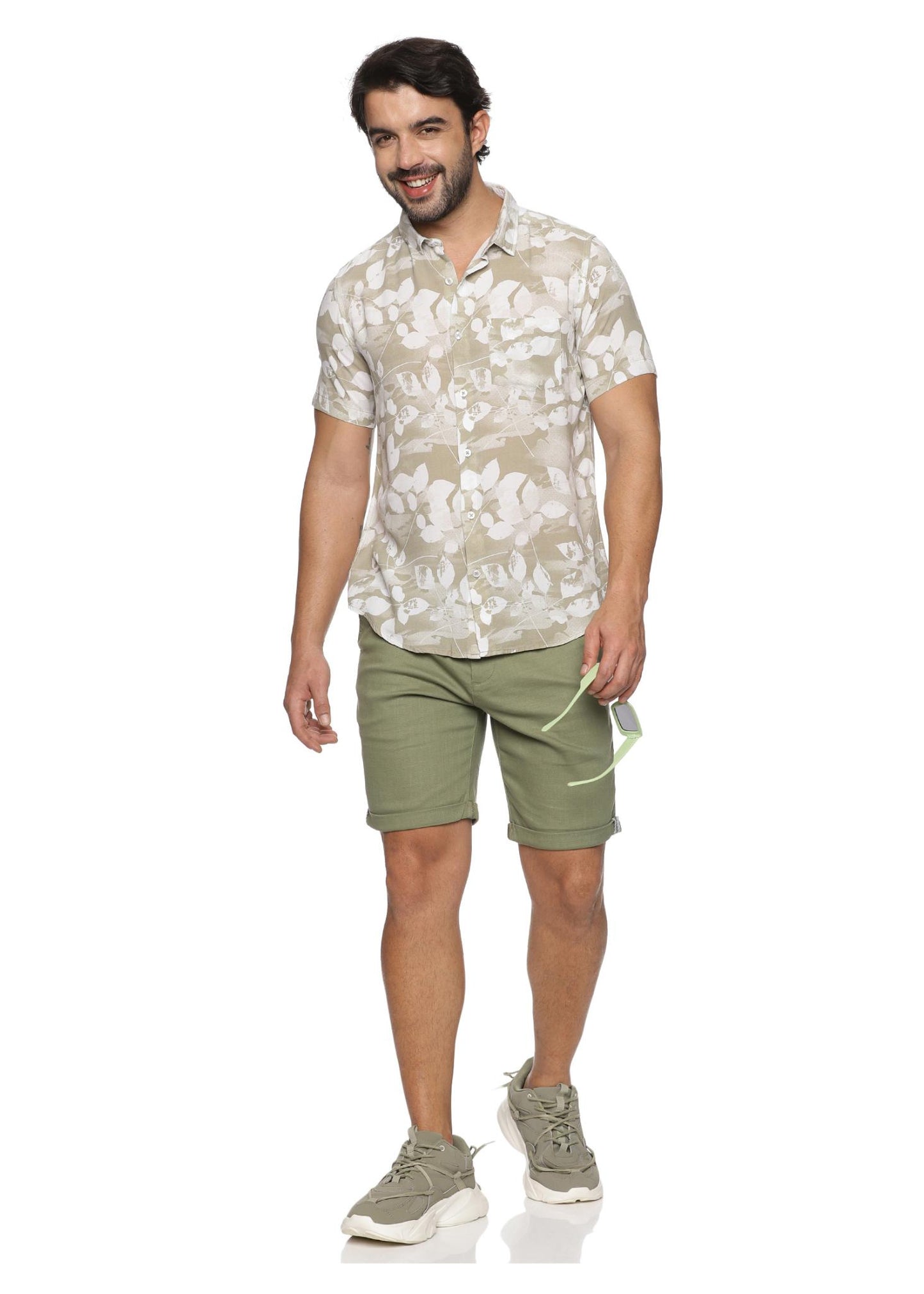 Brown Petal Mens Printed Shirt