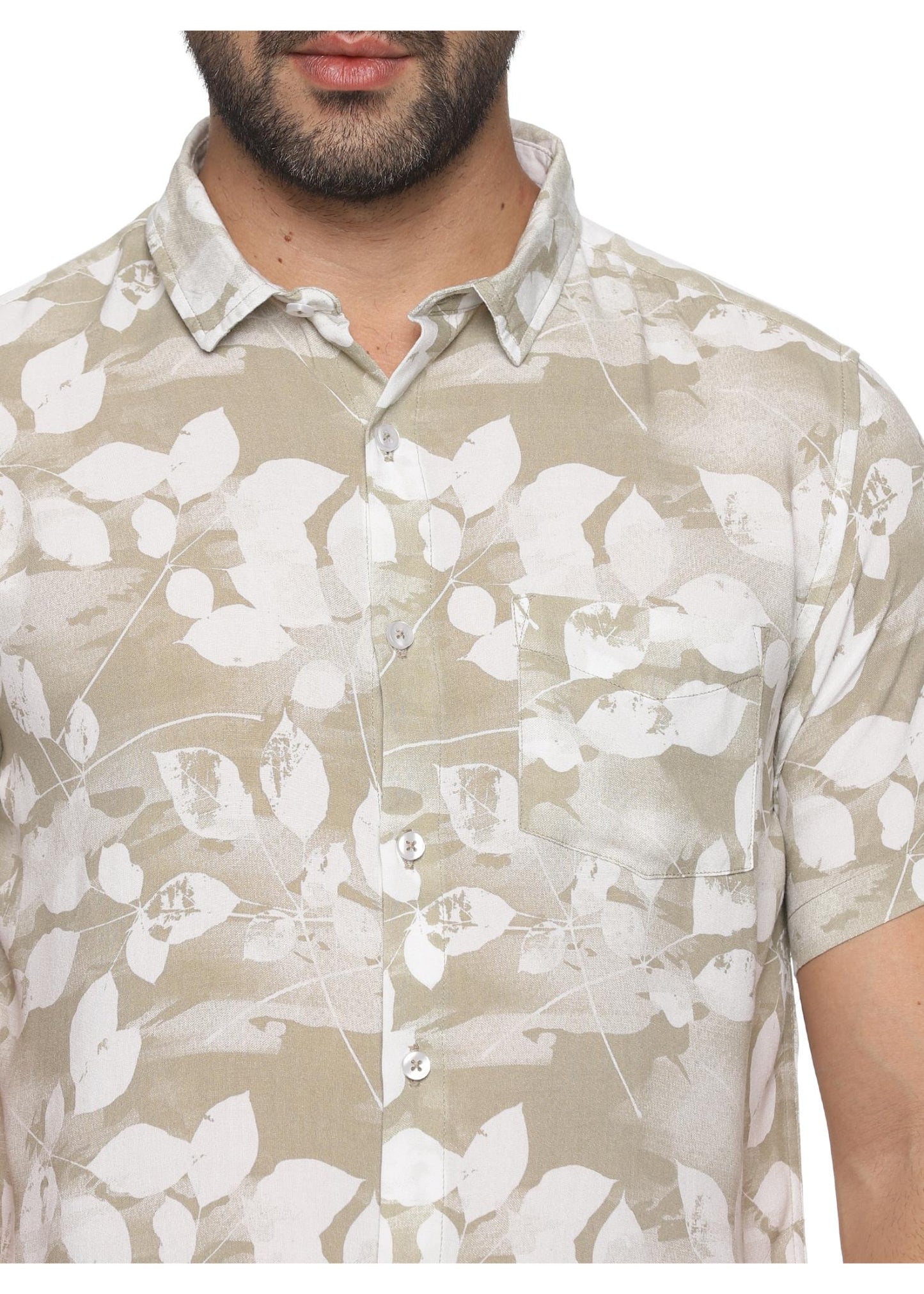Brown Petal Mens Printed Shirt
