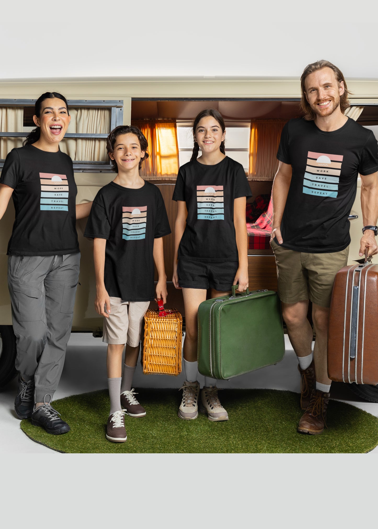 Black Work Save Travel Black WSTR Family Tshirt