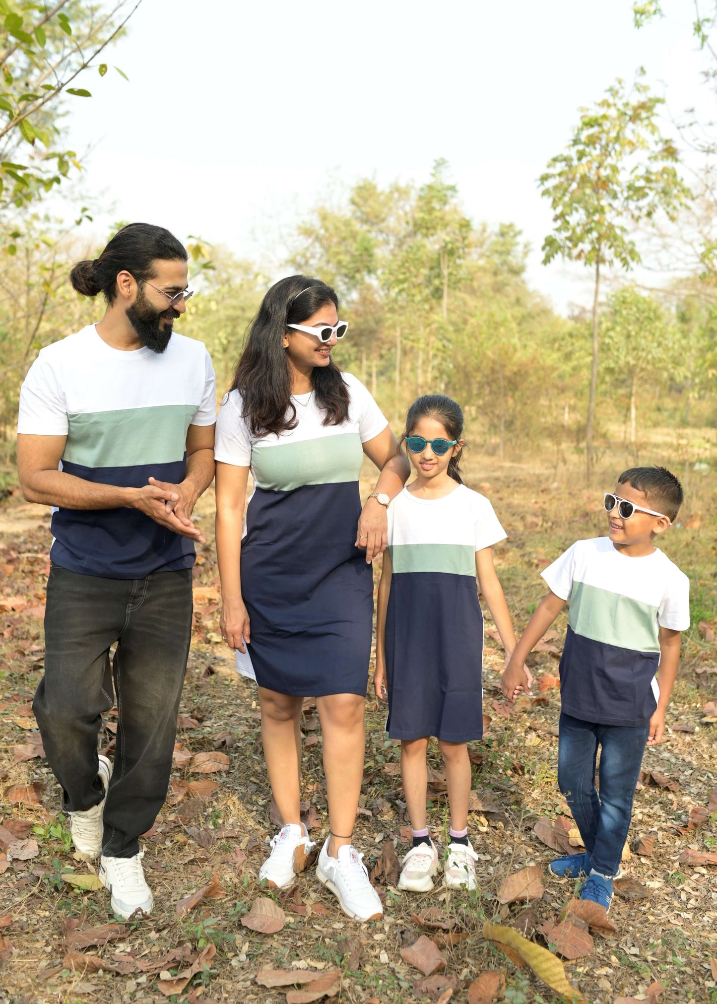 Green White Tshirt Family Matching Combo