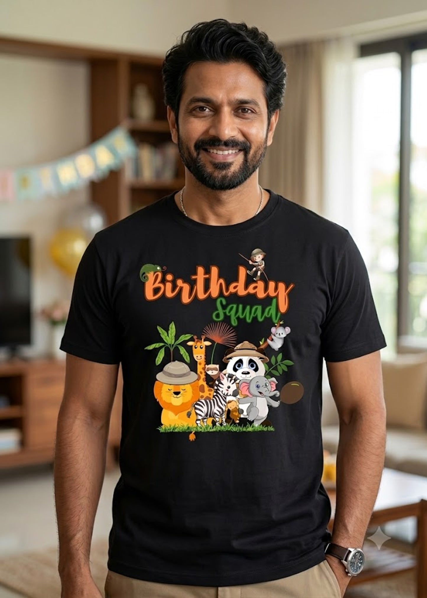 Black Jungle Theme Birthday Men Tshirt