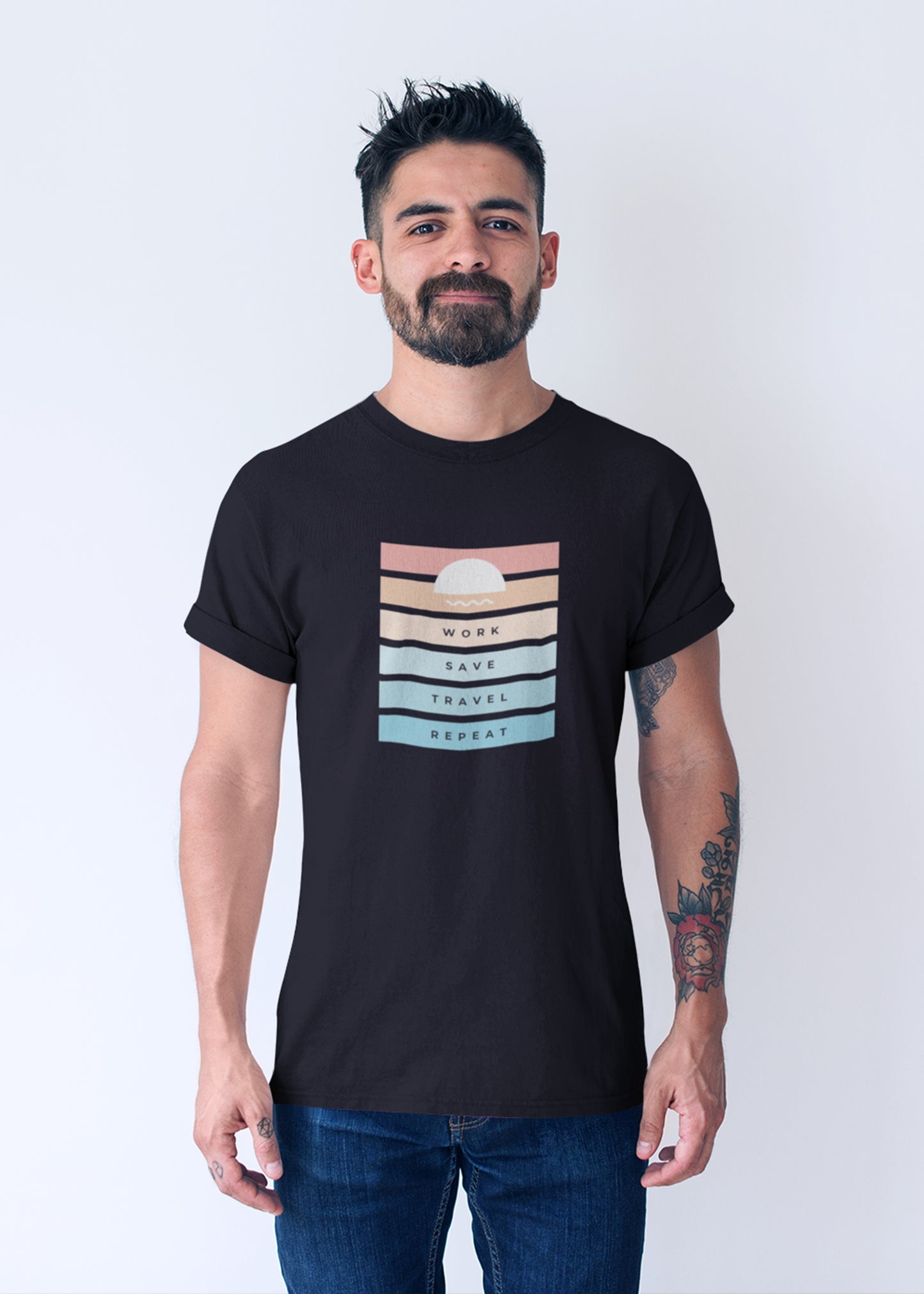 Black Work Save Travel Black WSTR Family Tshirt
