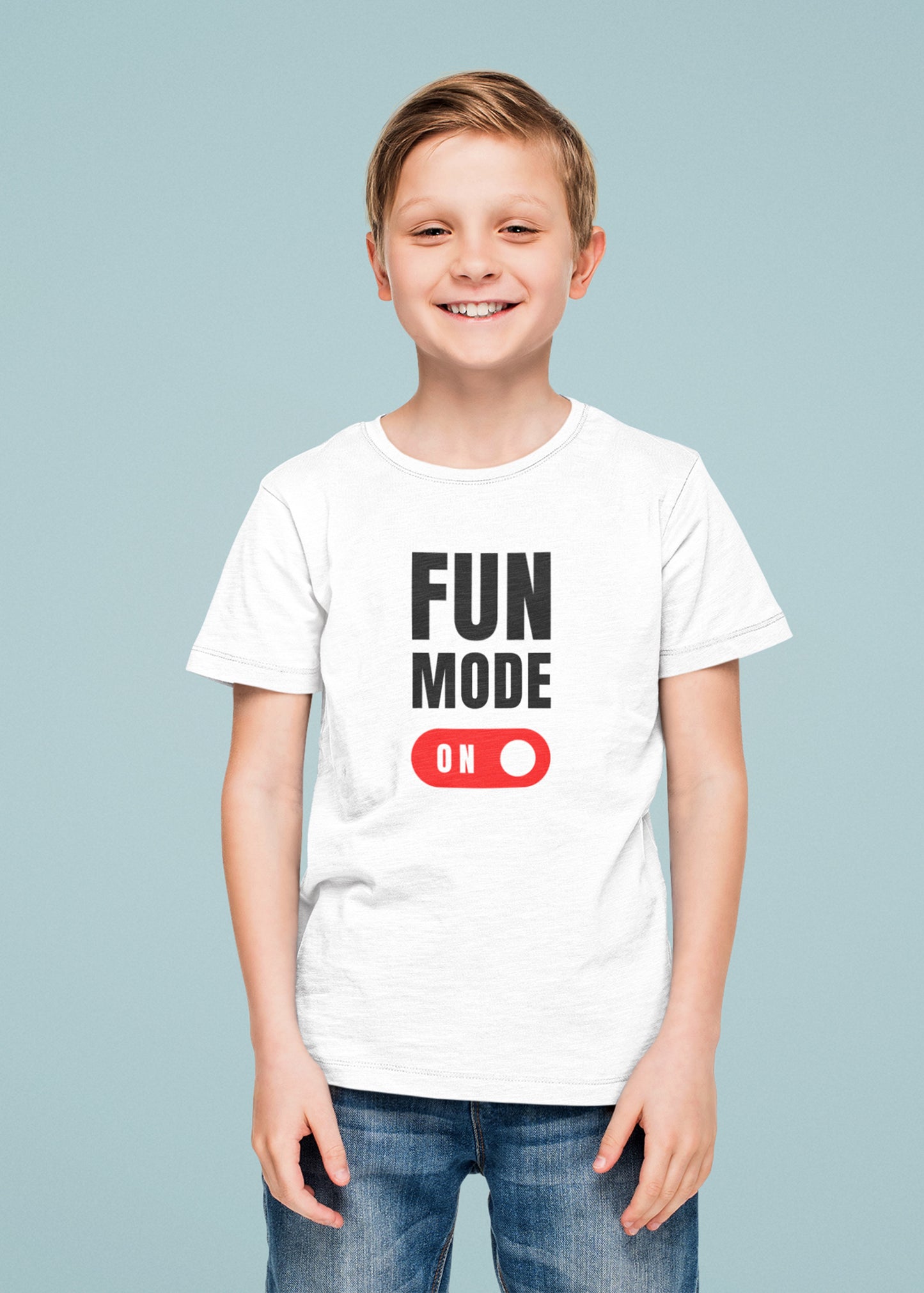 White Fun Mode on White FMON Boys Tshirt
