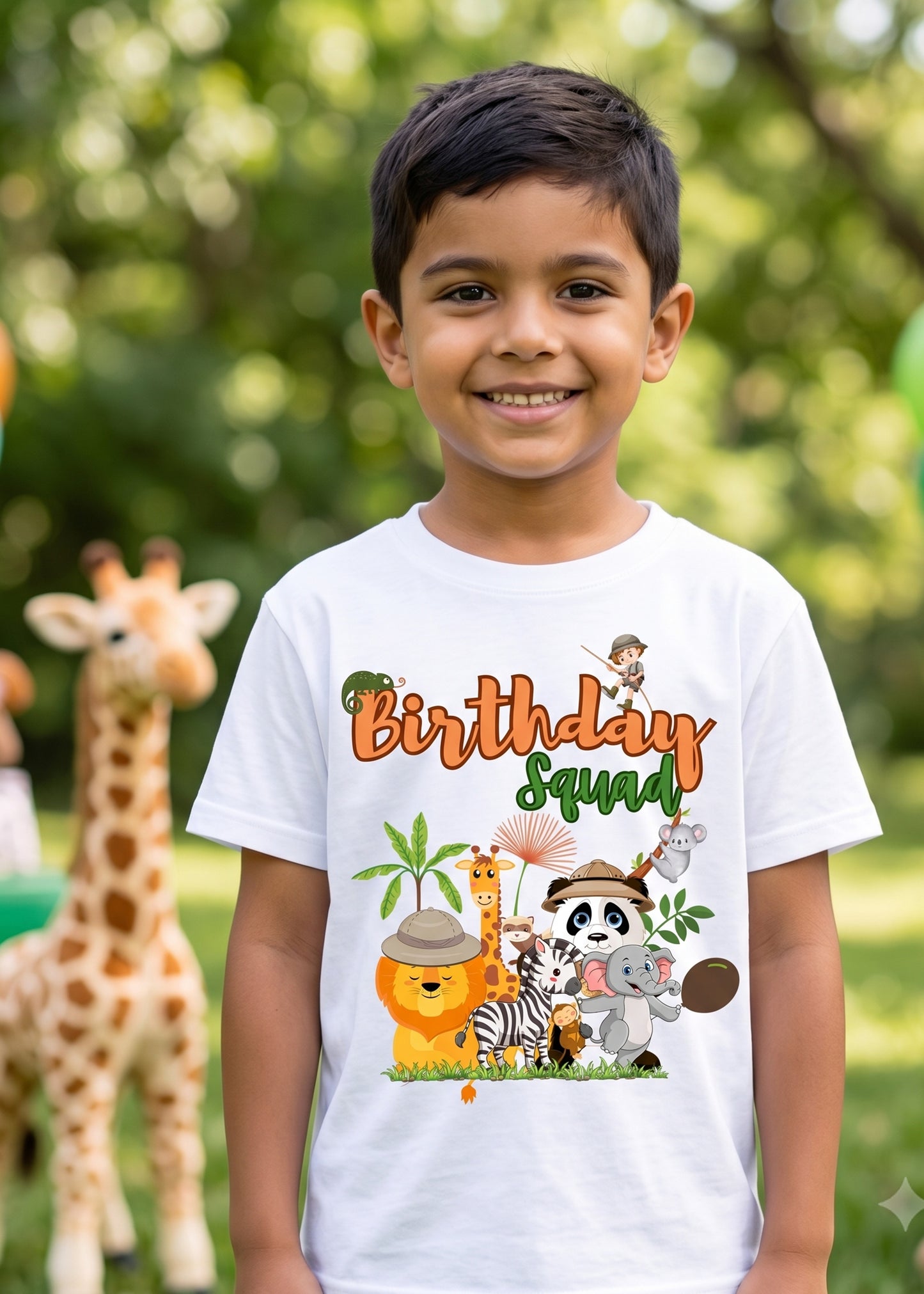 Birthday Squad White Jungle Boys Tshirt