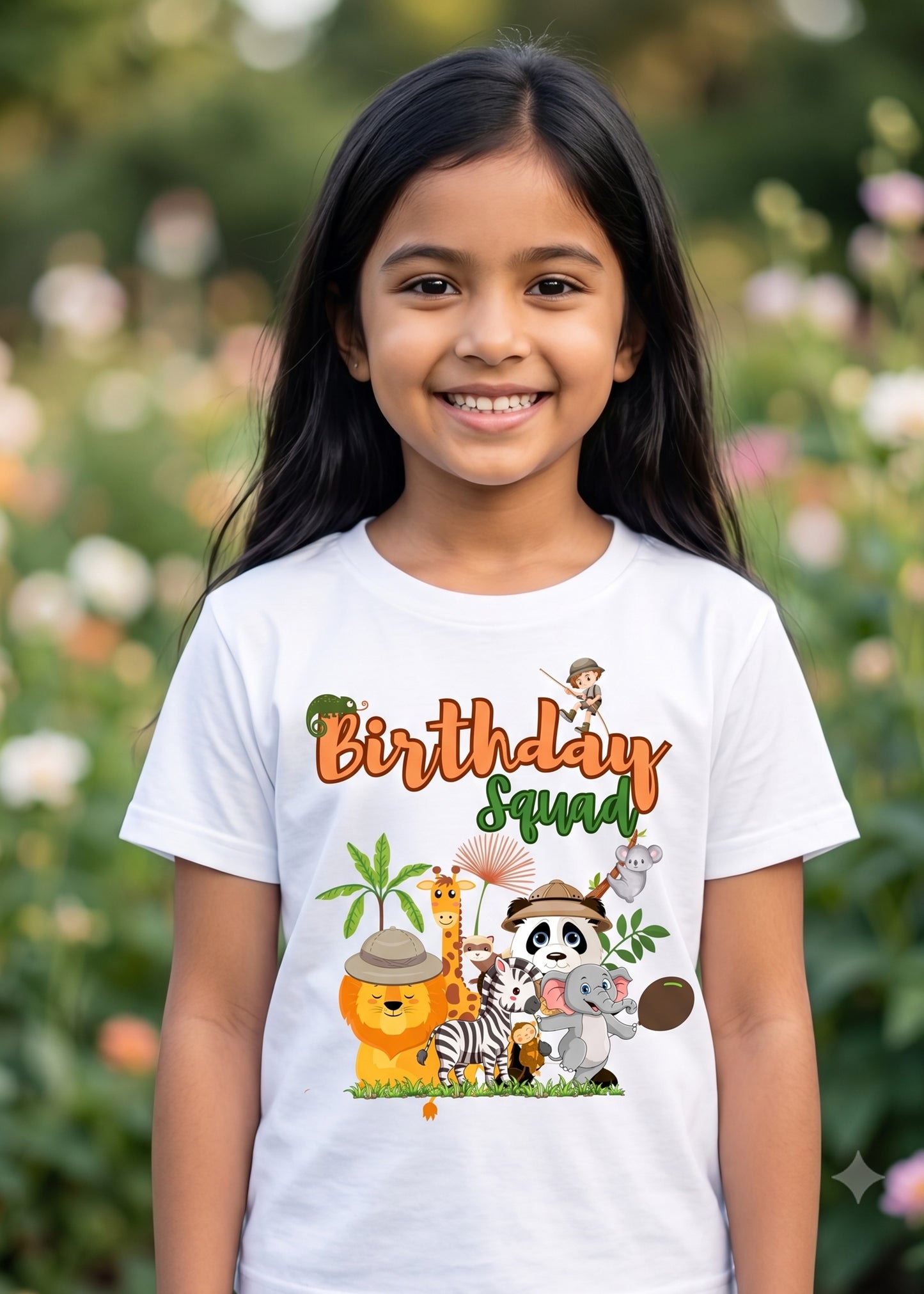 Birthday Squad White Jungle Girls Tshirt