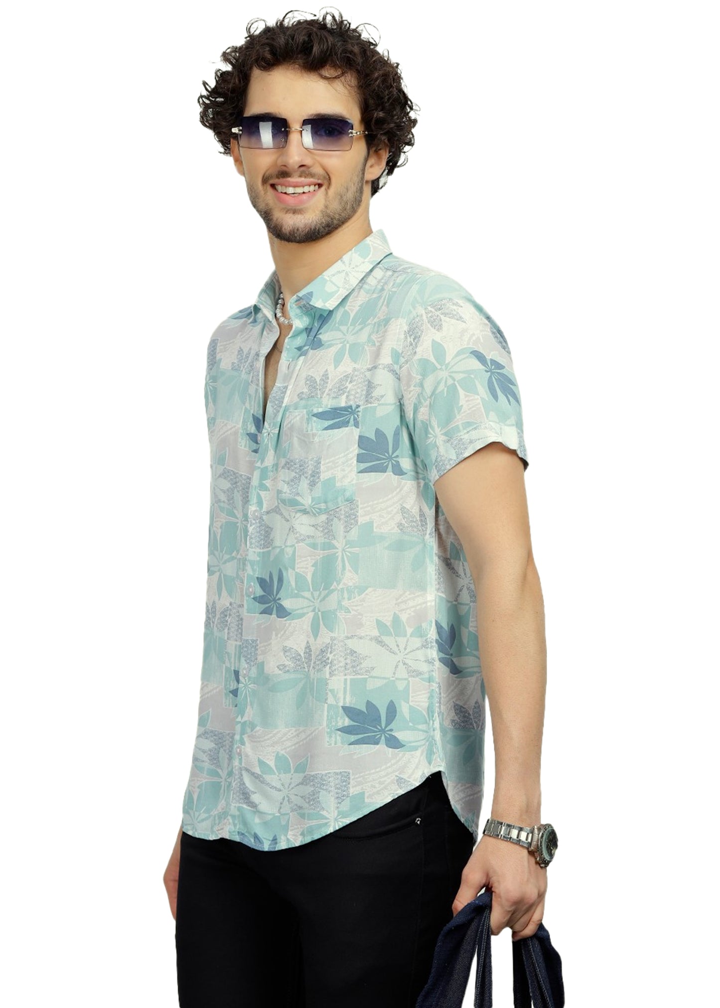 Teal Patch Printed Shirt - Tusok