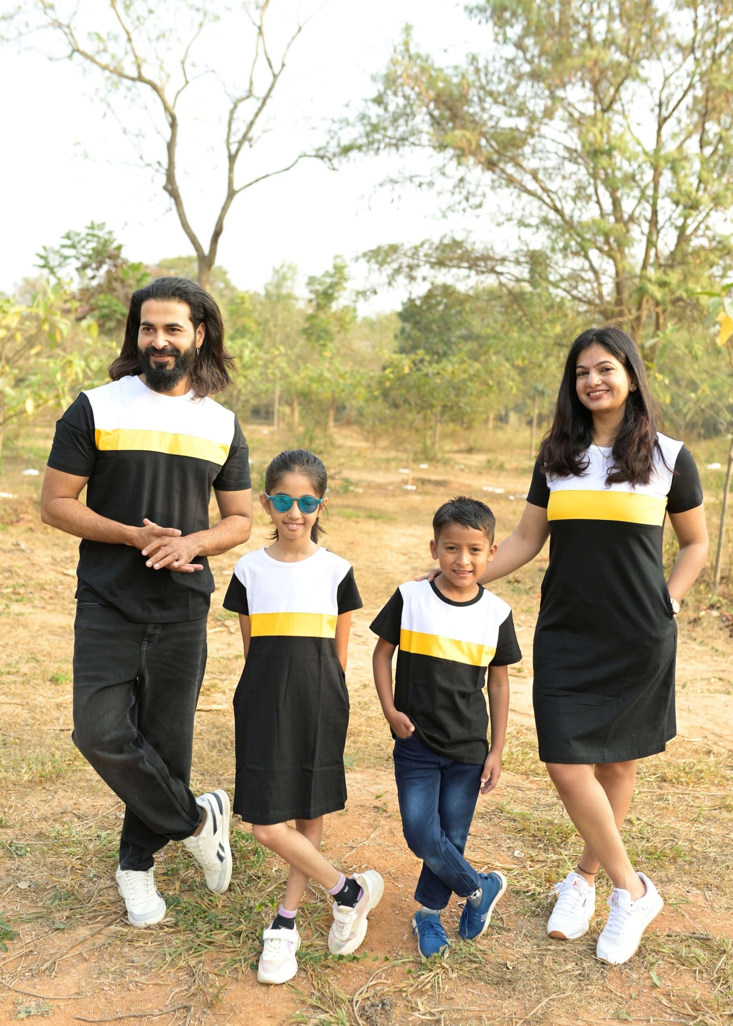Yellow White Tshirt Family Matching Combo