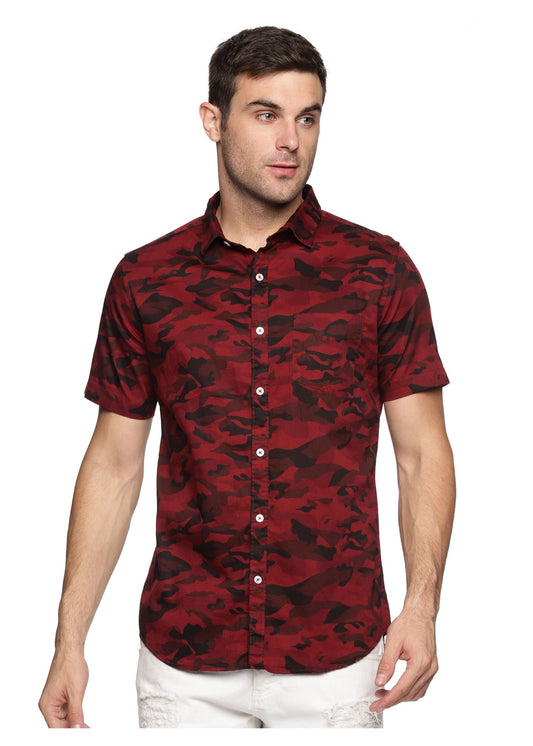 Maroon Camouflage Printed Shirt - Tusok