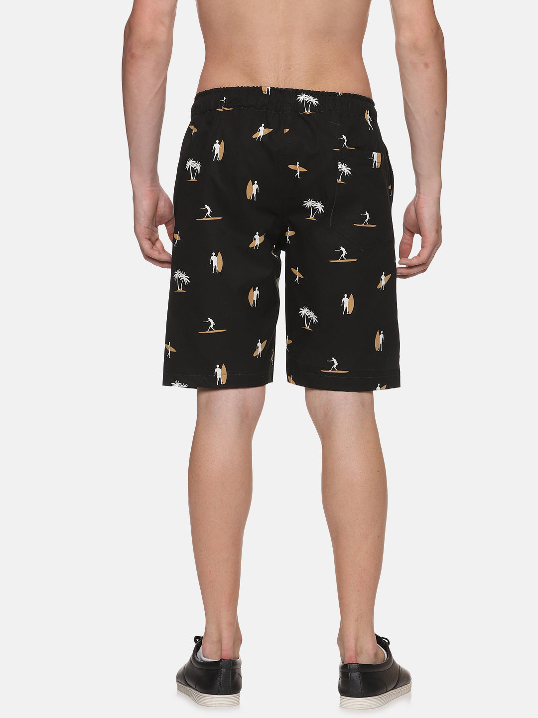 Brazil Men's Tropical Printed Black Shorts - Tusok