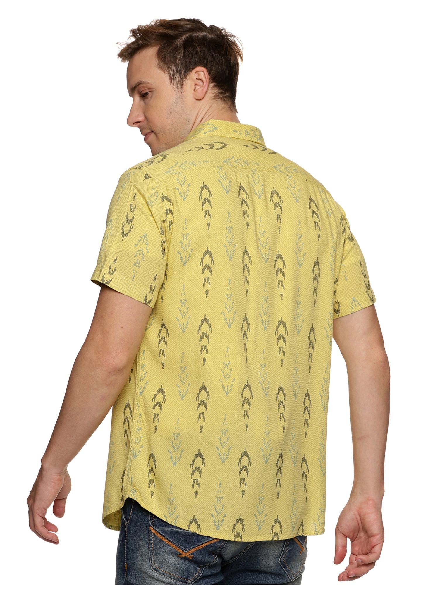 Mustard Ikkat Printed Shirt - Tusok