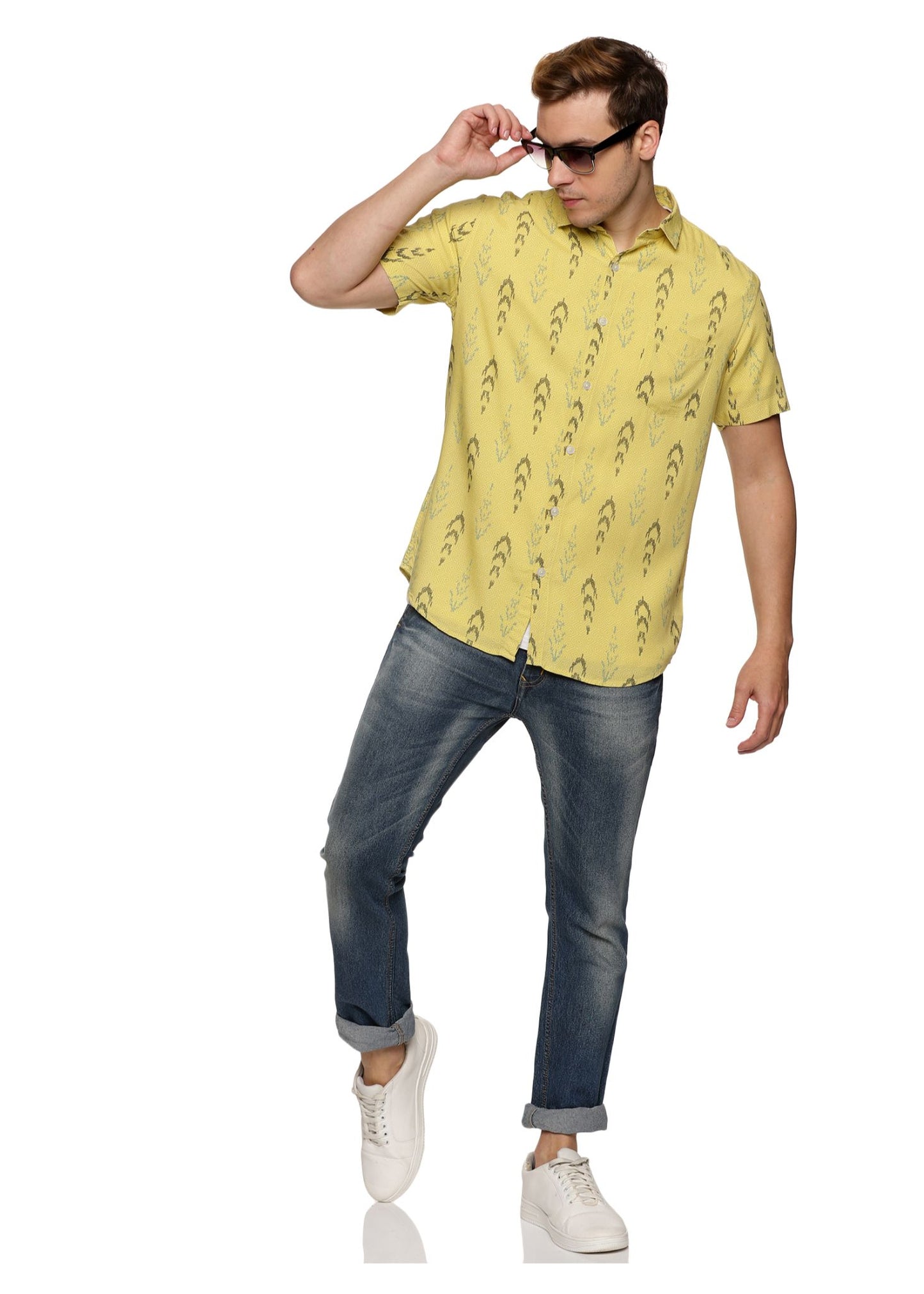 Mustard Ikkat Printed Shirt - Tusok