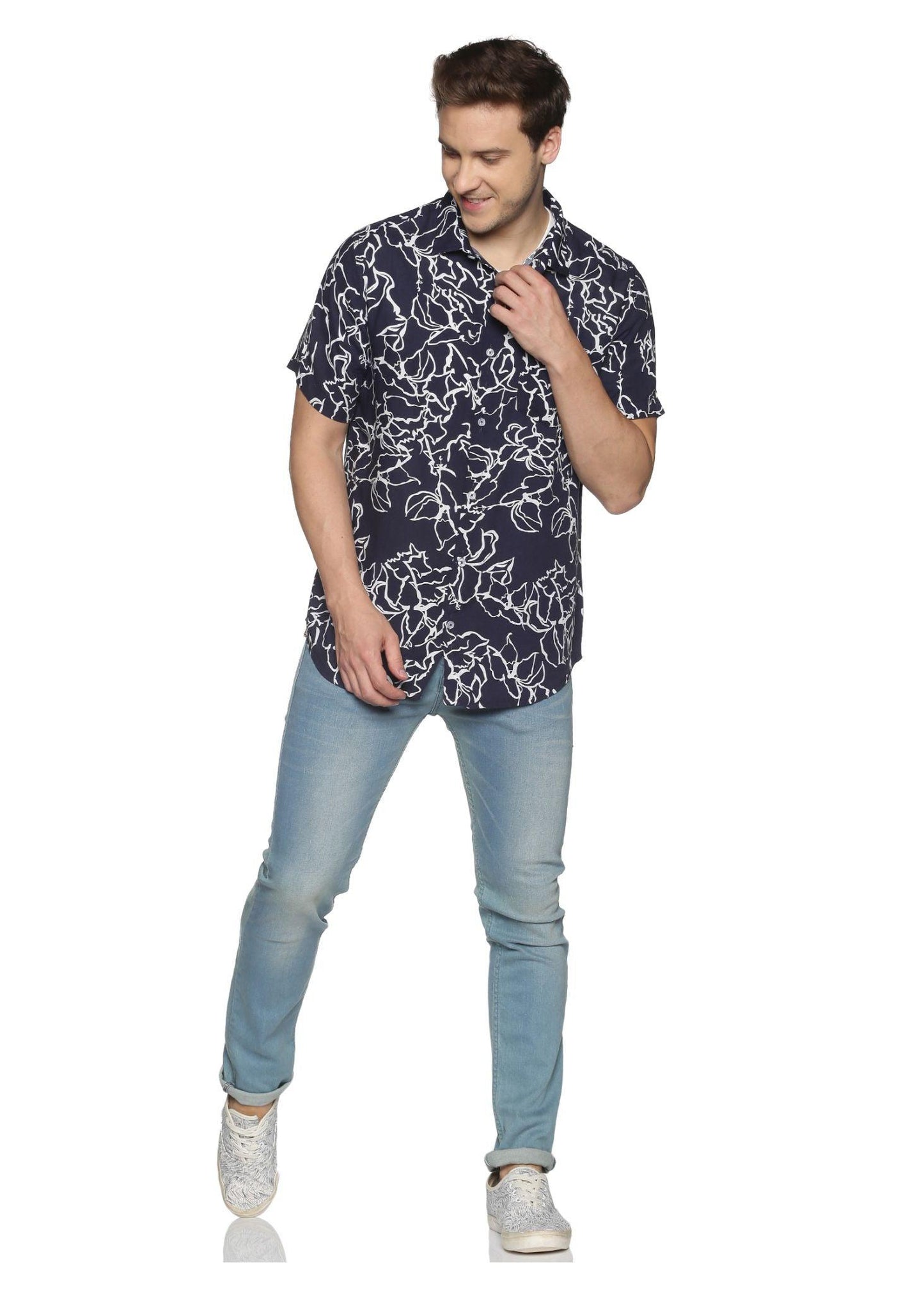 Blue Velvet Printed Shirt - Tusok