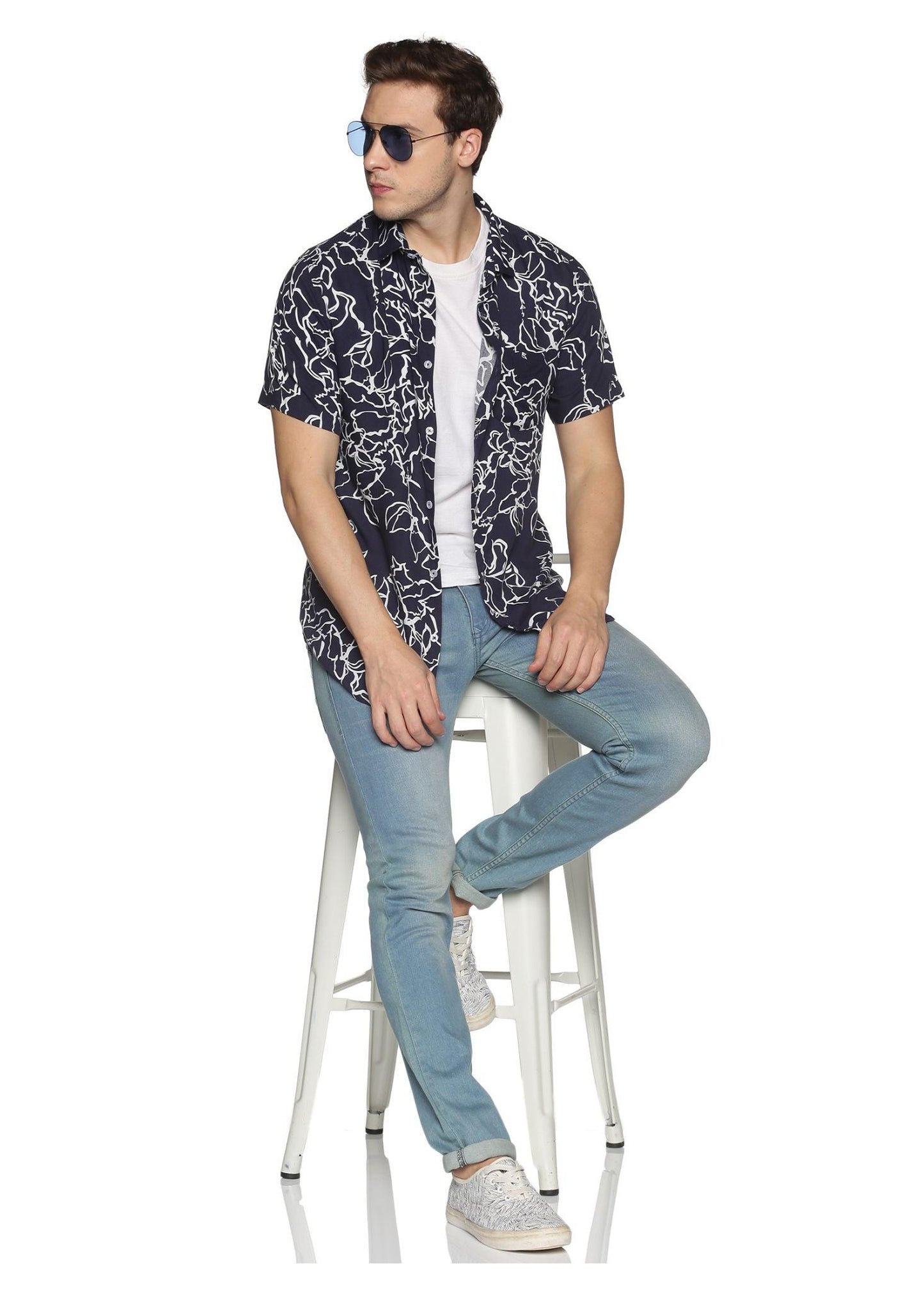Blue Velvet Printed Shirt - Tusok
