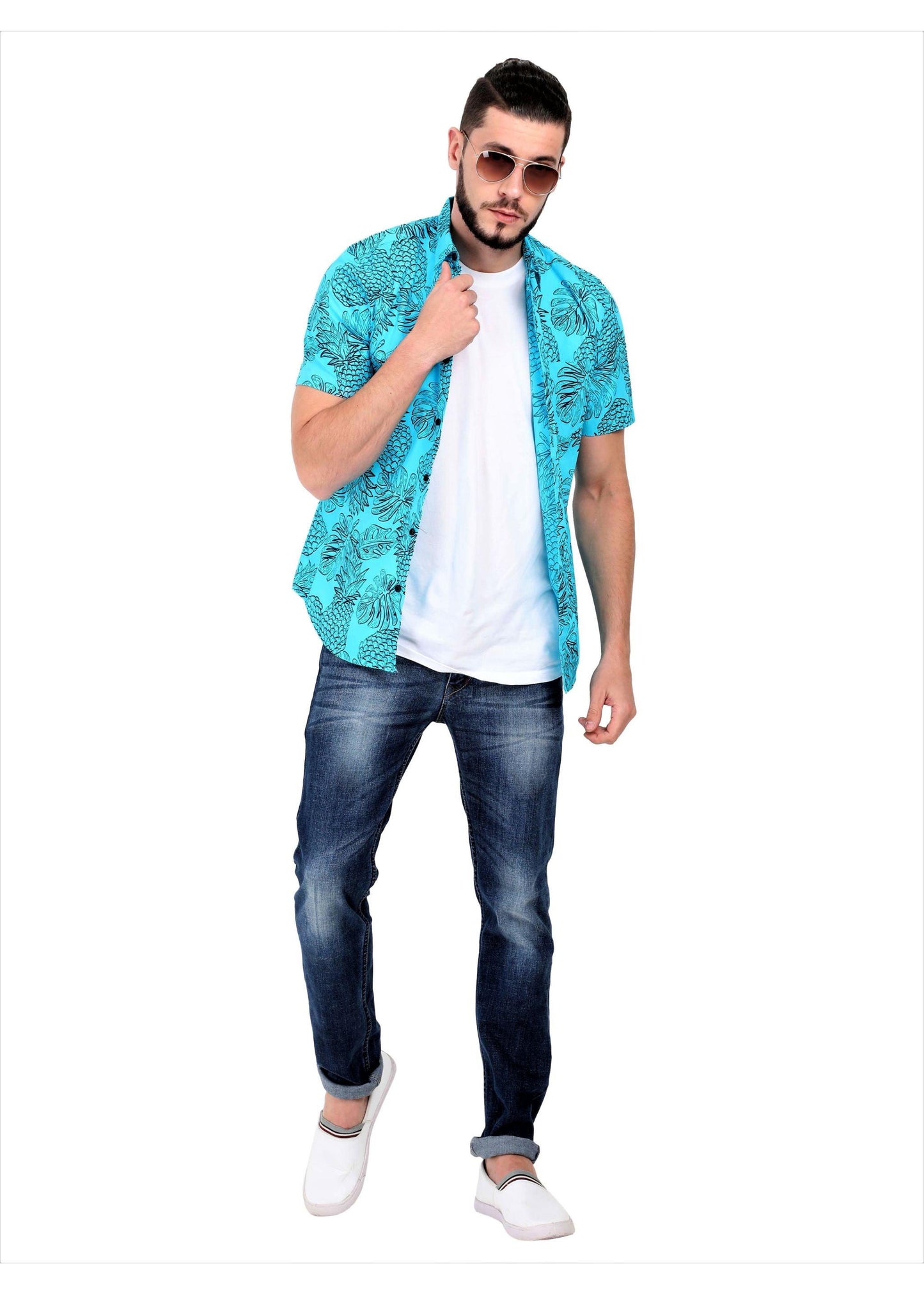 Goa Hawaiian Blue Fruit Pineapple Shirt (3)