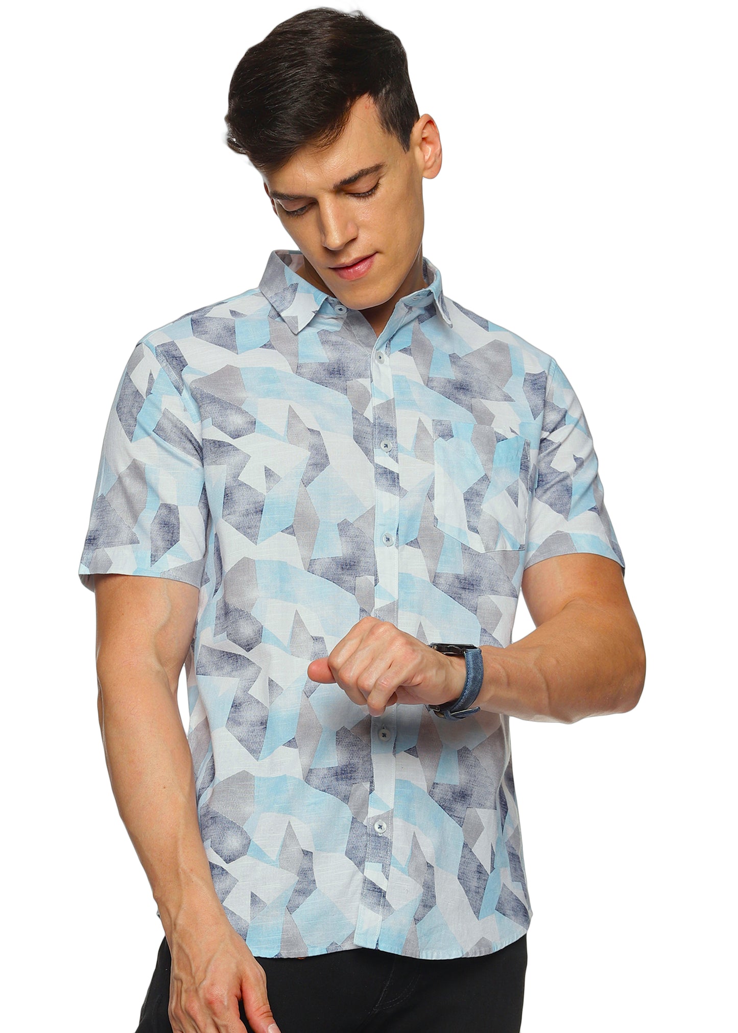 Blue Maze Printed Shirt - Tusok