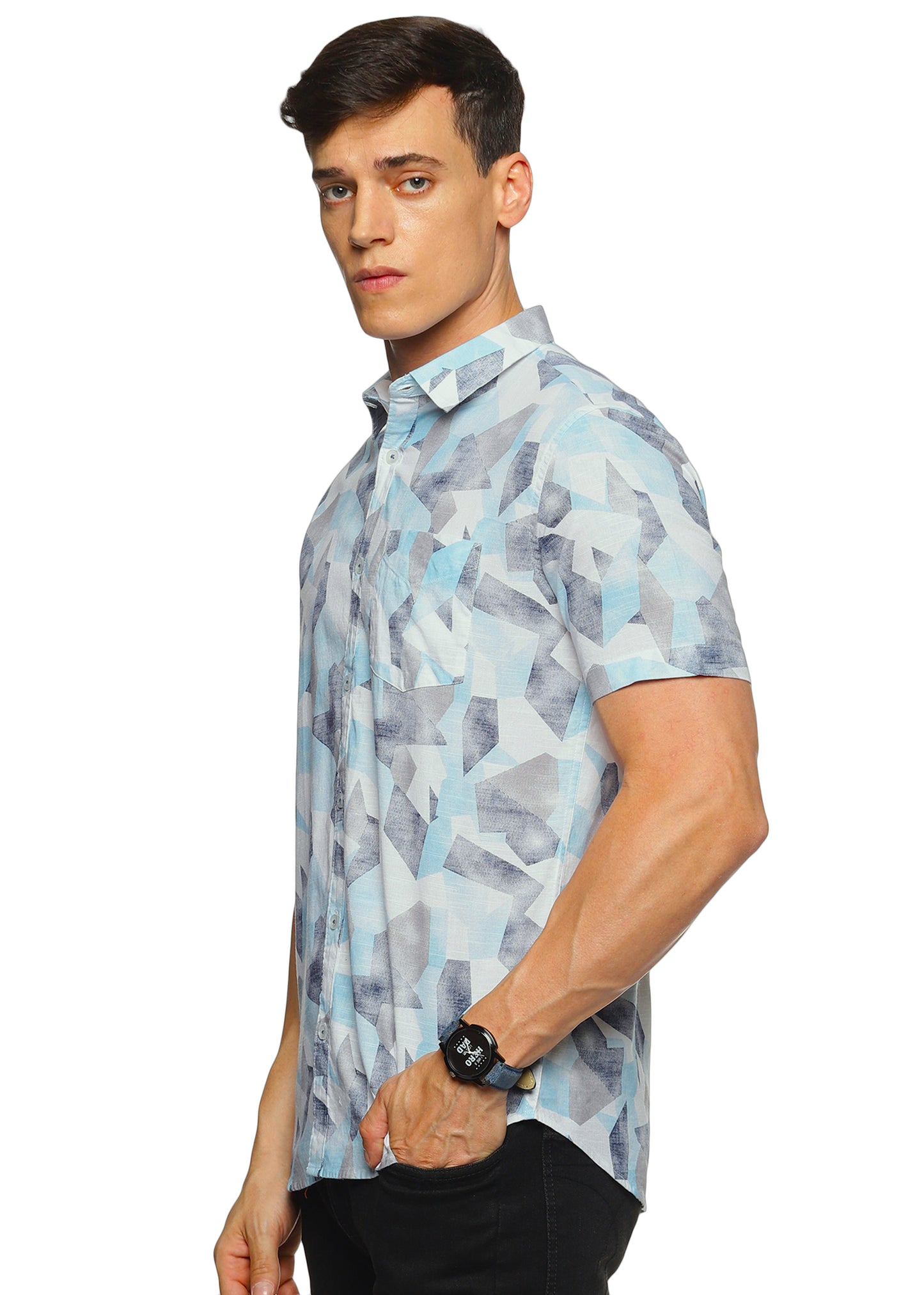 Blue Maze Printed Shirt - Tusok