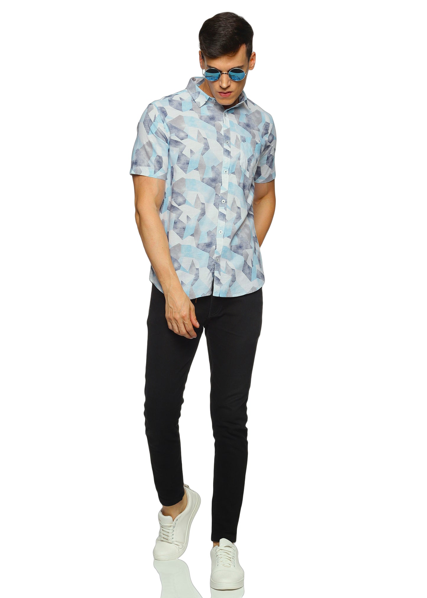 Blue Maze Printed Shirt - Tusok