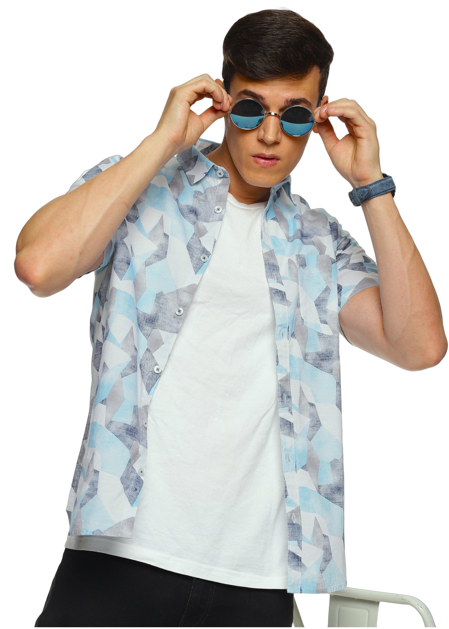 Blue Maze Printed Shirt - Tusok