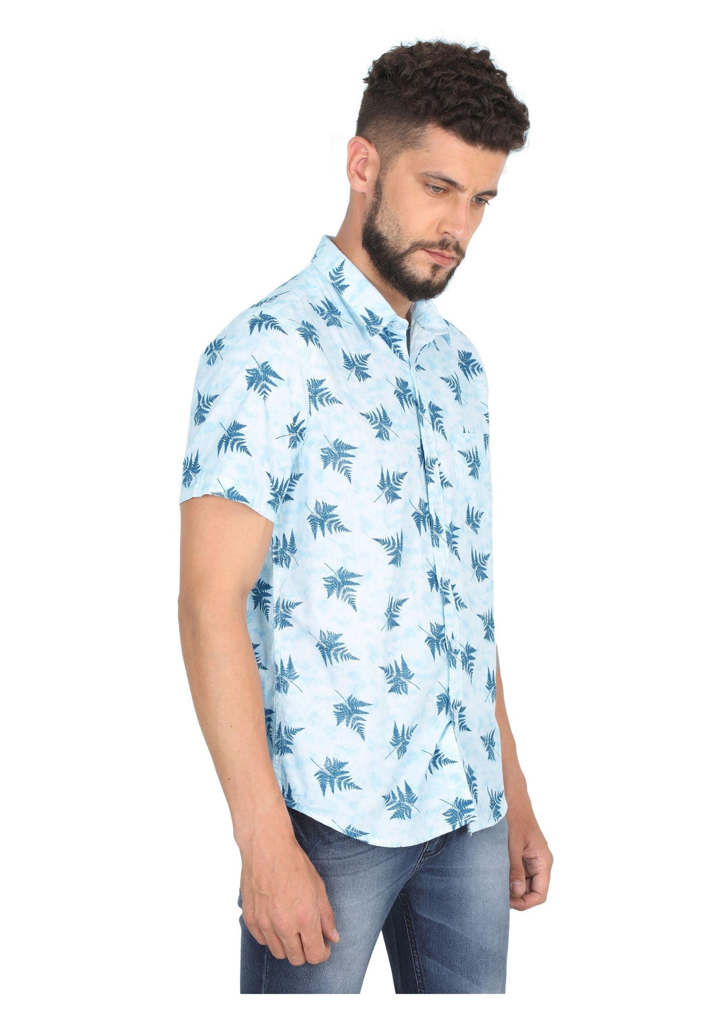 Tusok-leafy-sky-blueVacation-Printed Shirtimage-Firozi Leaf (6)