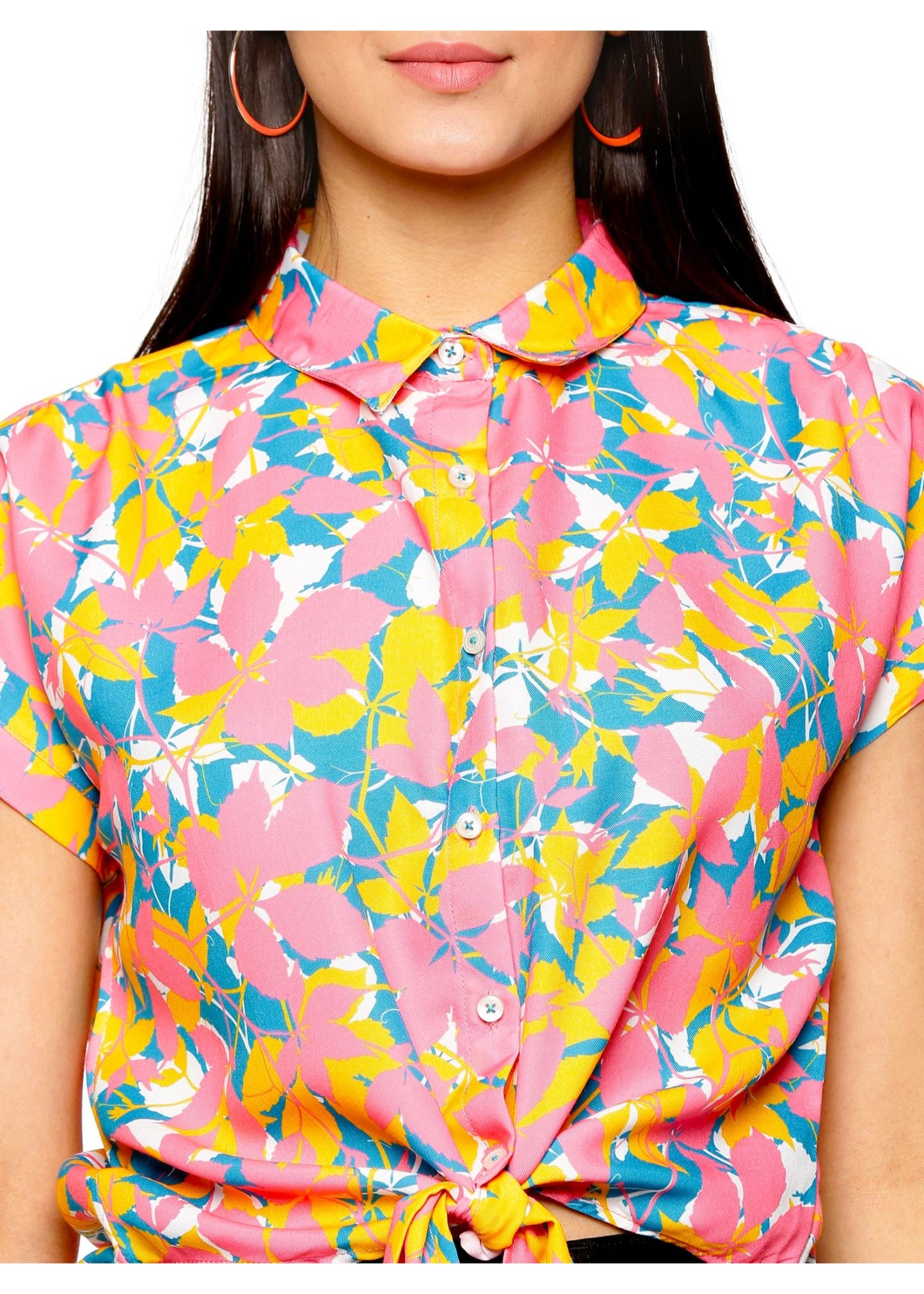 Confetti Front Knot Women Shirt - Tusok