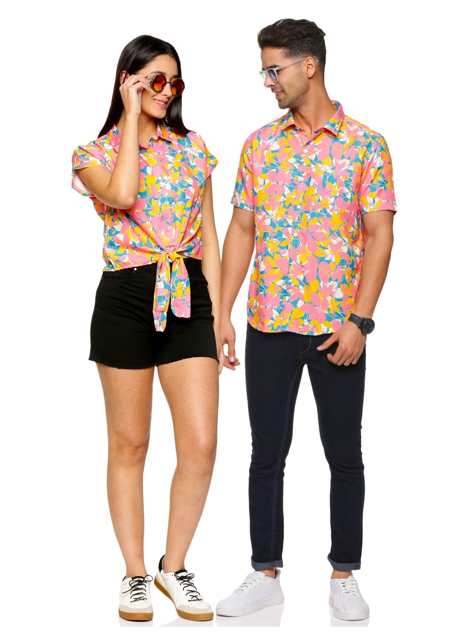 Couple wearing shop same shirt