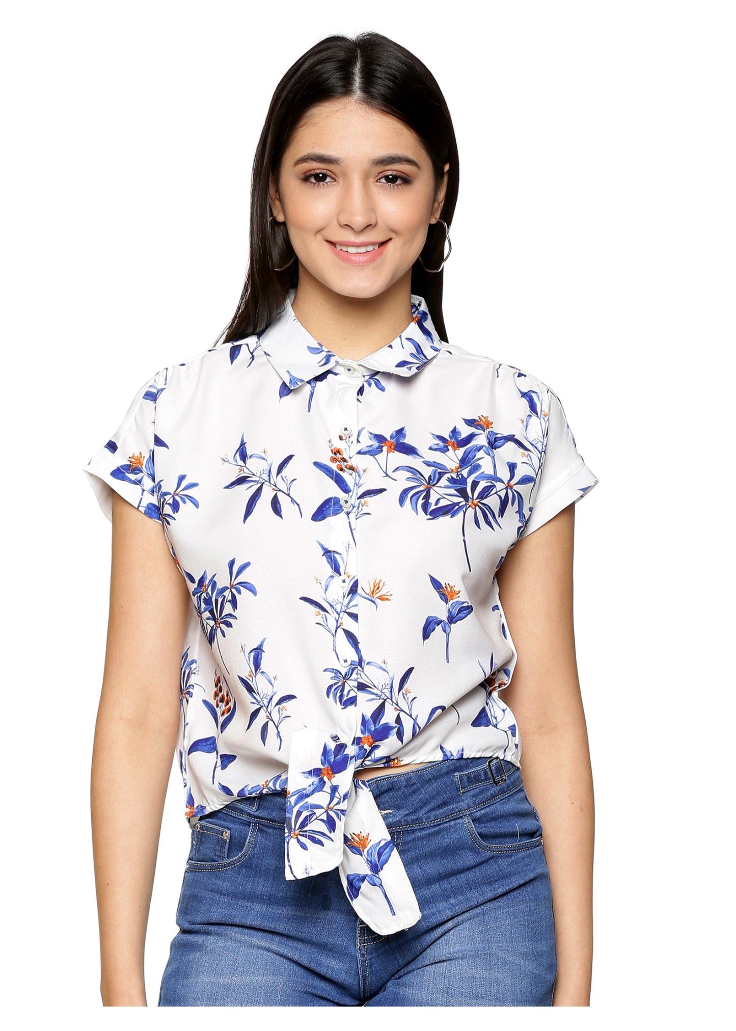 Ivory Front Knot Women Shirt - Tusok