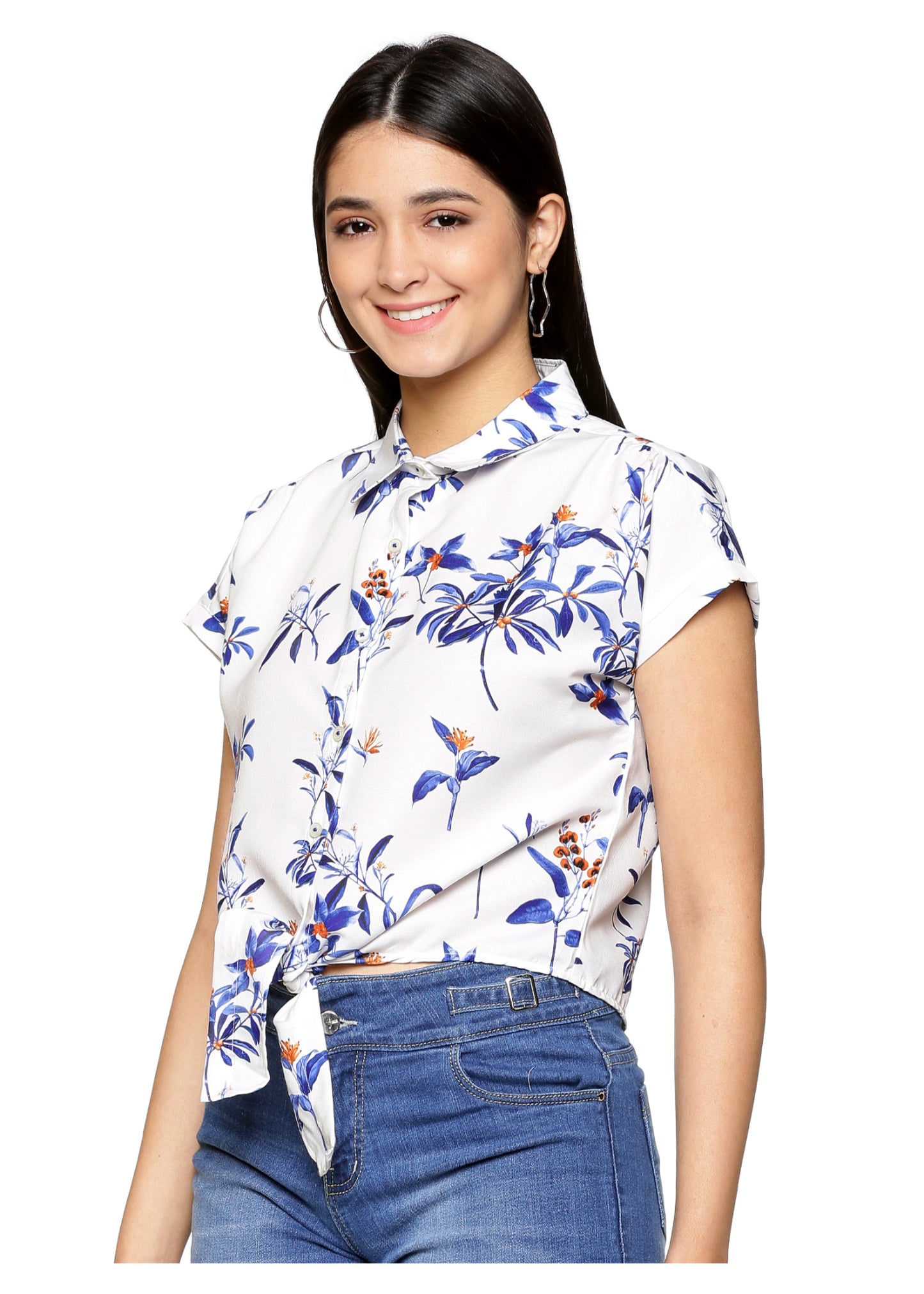 Ivory Front Knot Women Shirt - Tusok