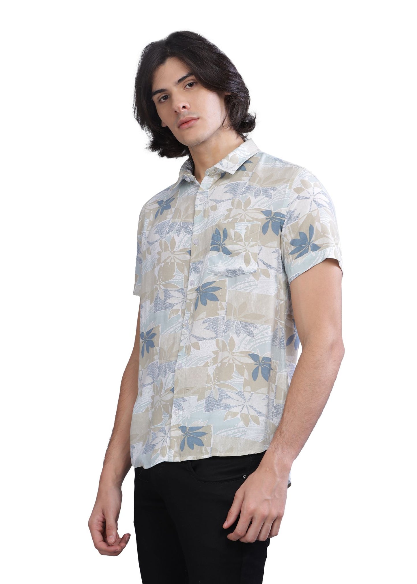 Olive Patch Printed Shirt