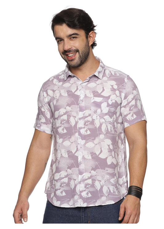 Purple Petal Mens Printed Shirt