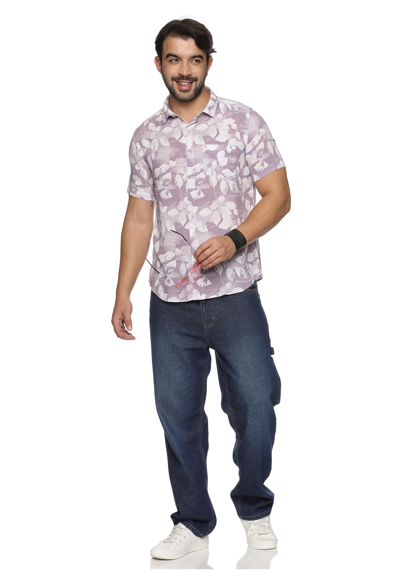 Purple Petal Mens Printed Shirt