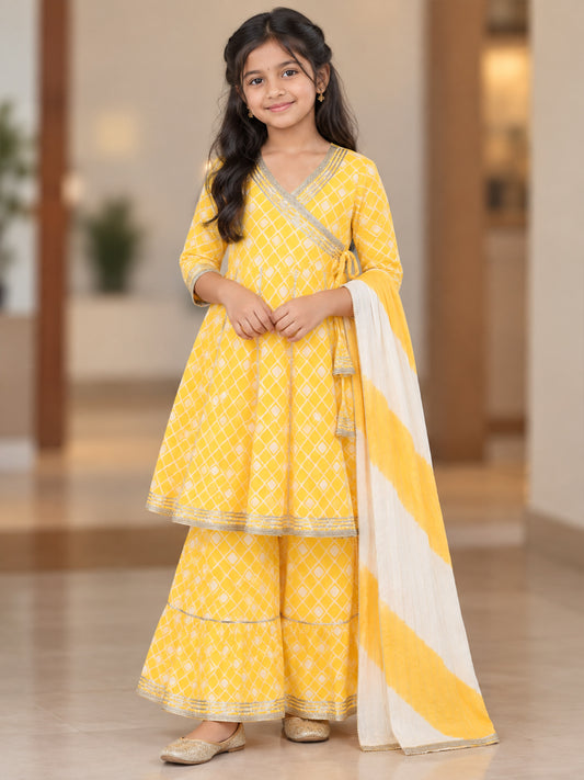 Jharokha Girls Ethnic Kurti-Sharara set