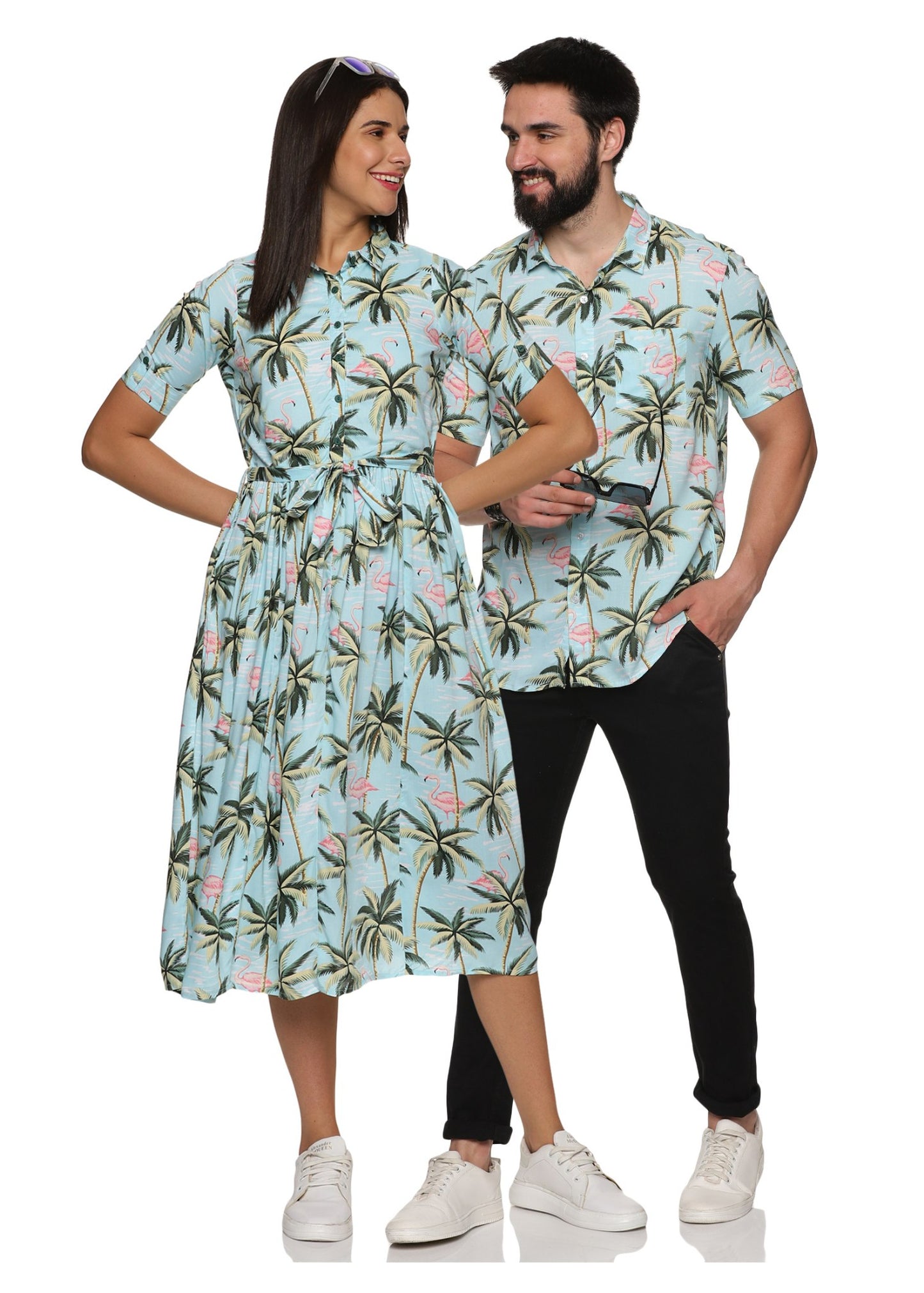 Santorini Couple Matching Shirt and Dress