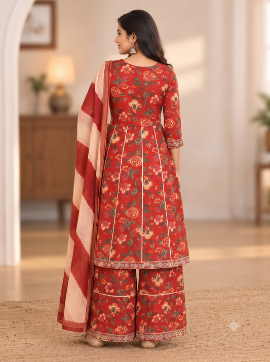 Phulwari Women Ethnic Kurti-Sharara set