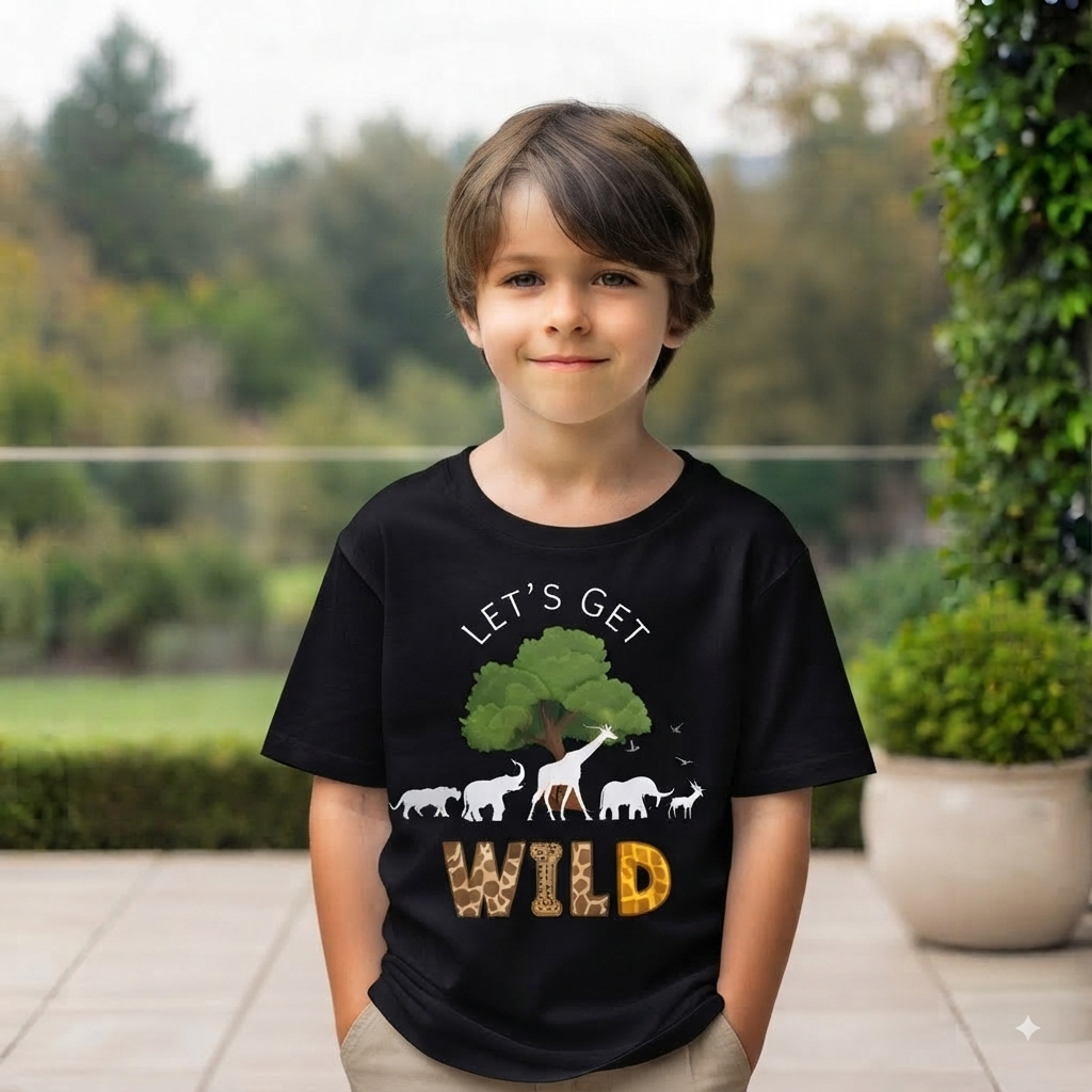 Black Lets Get Wild Boys Tshirt