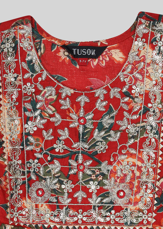 Phulwari Girls Ethnic Kurti-Sharara set