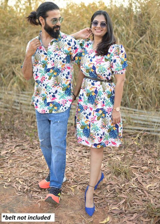 Rock n Roll Couple Matching Shirt and Dress