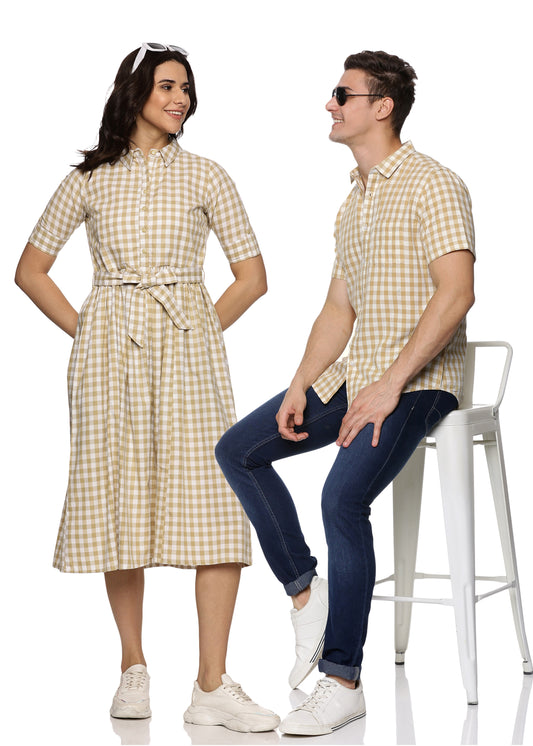 Square Couple Matching Shirt and Dress