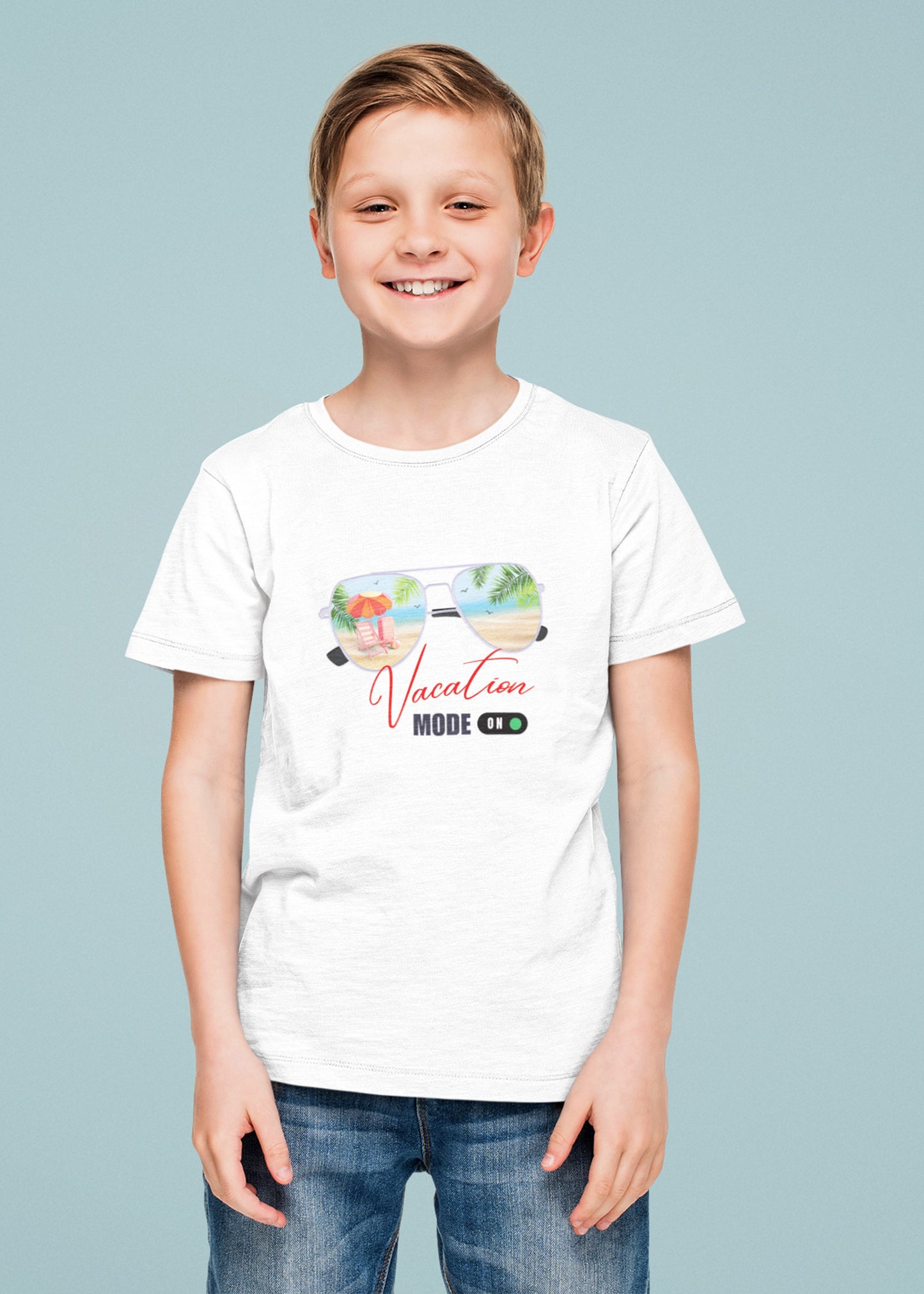 Vacation Mode On White VMON Family Tshirt