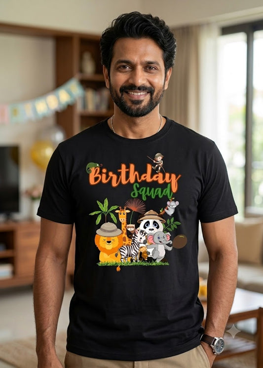 Black Jungle Theme Birthday Men Tshirt