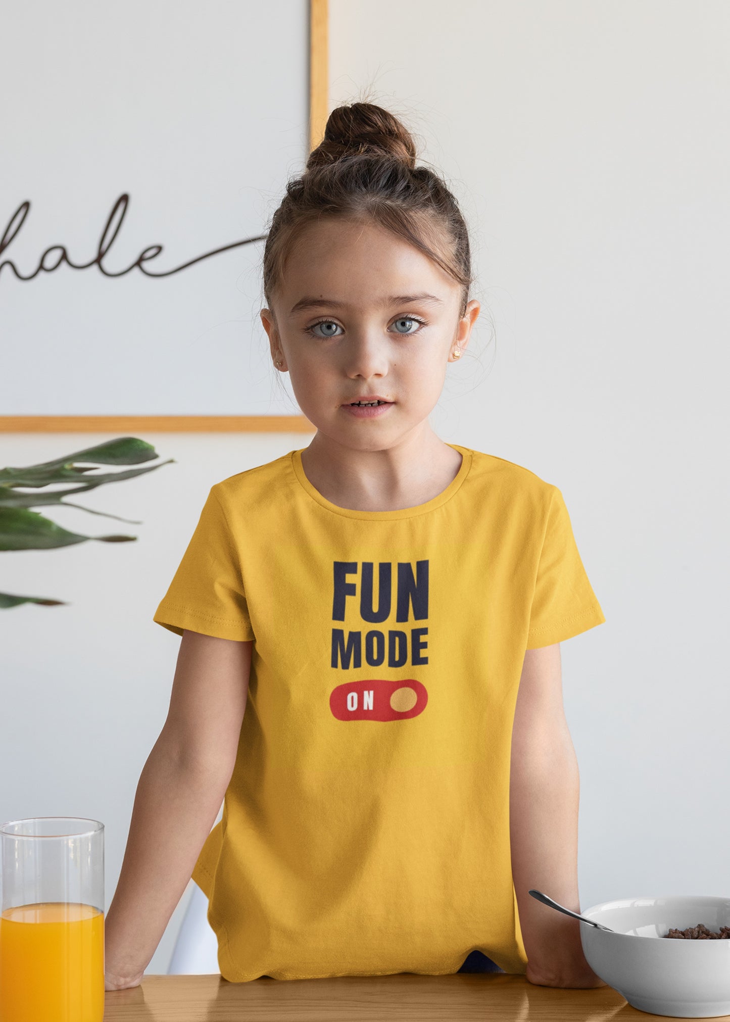 Yellow Fun Mode on Yellow FMON Girls Tshirt