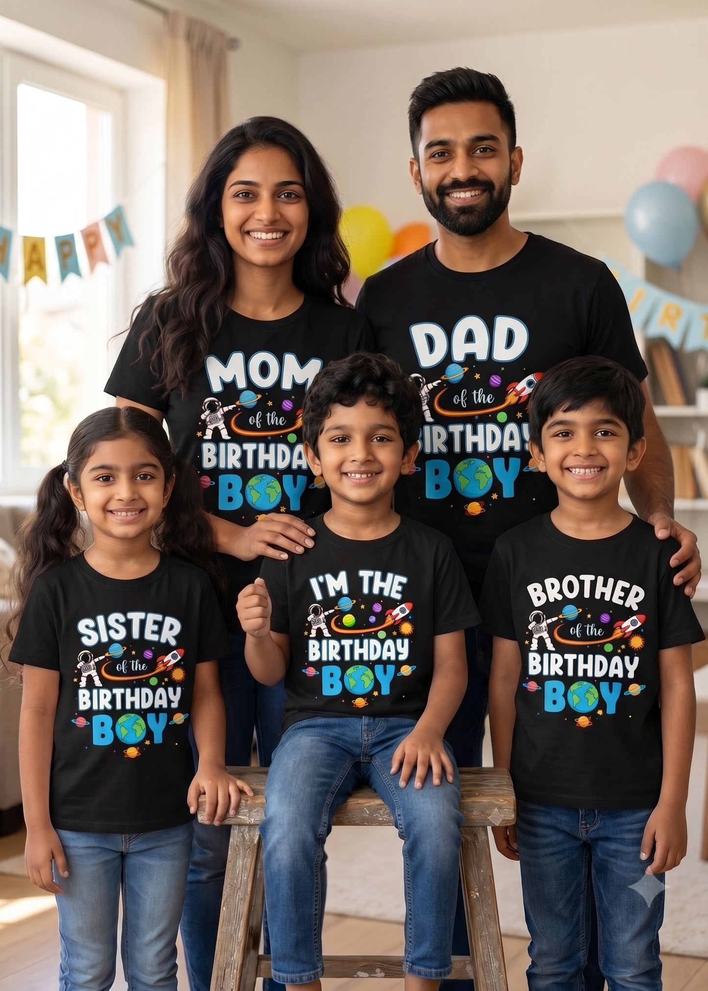 Astronaut Space Planets Birthday Family Tshirt