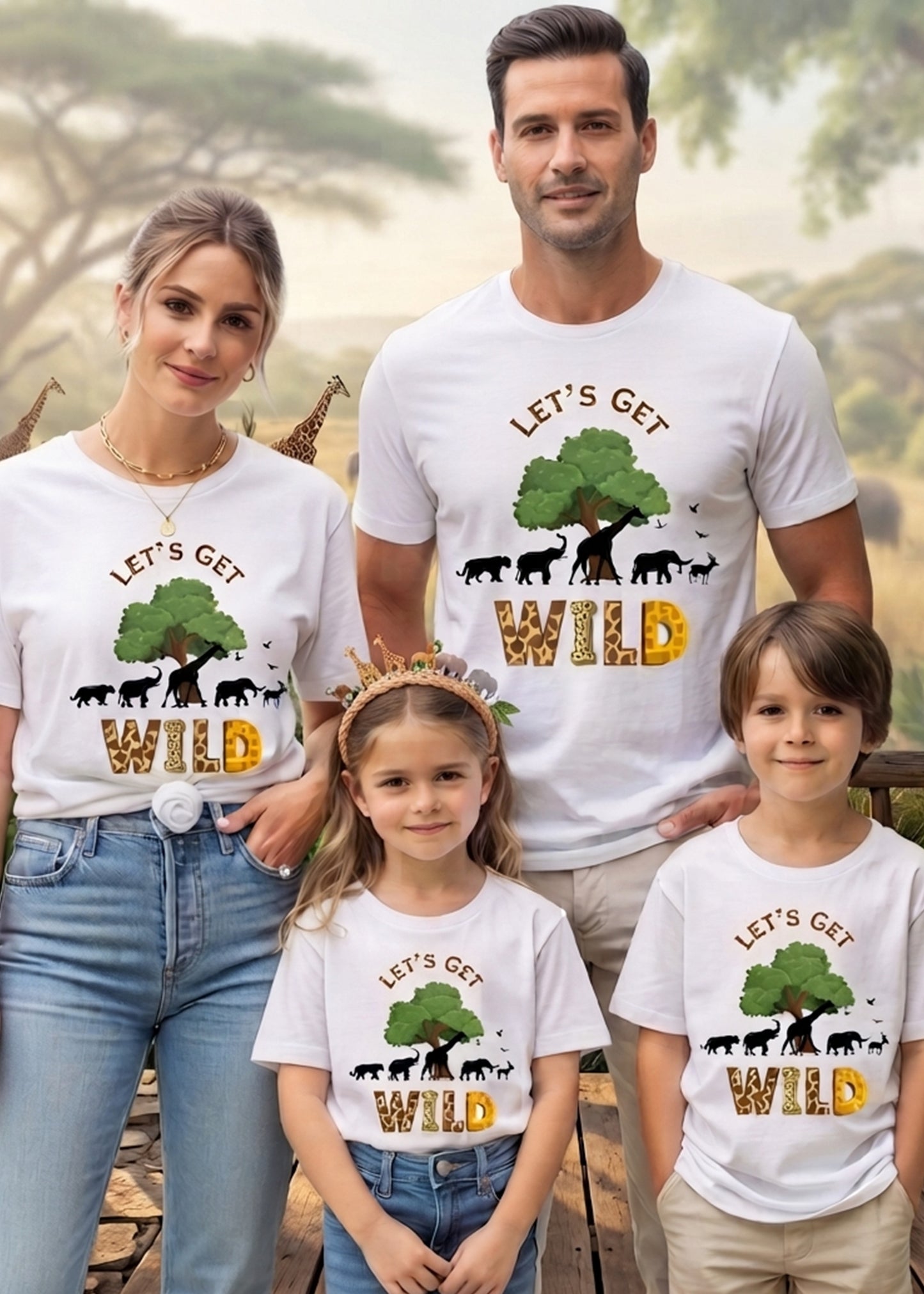 White Lets Get Wild Family Tshirt