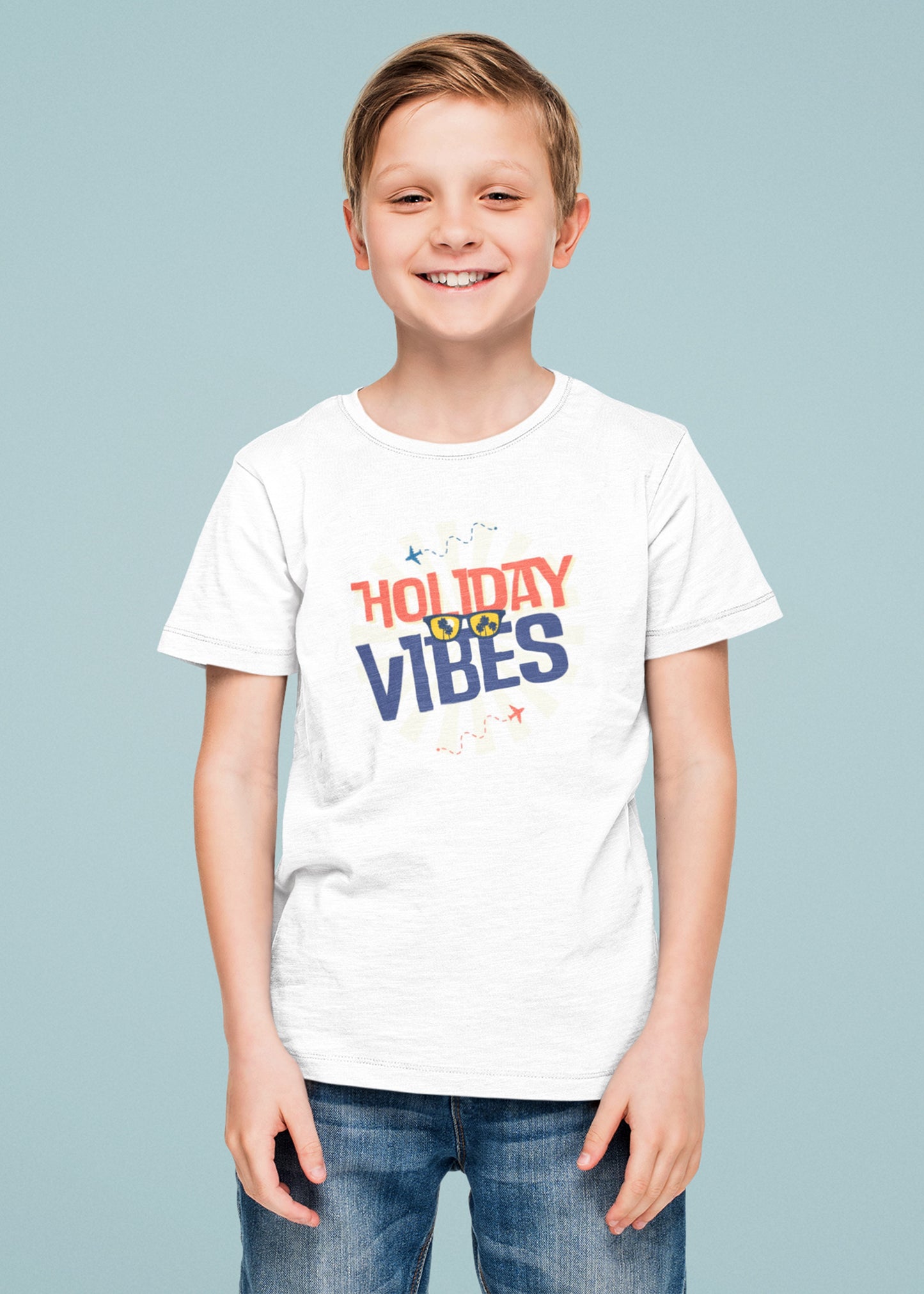 Holiday Vibes White HOVI Boys Tshirt