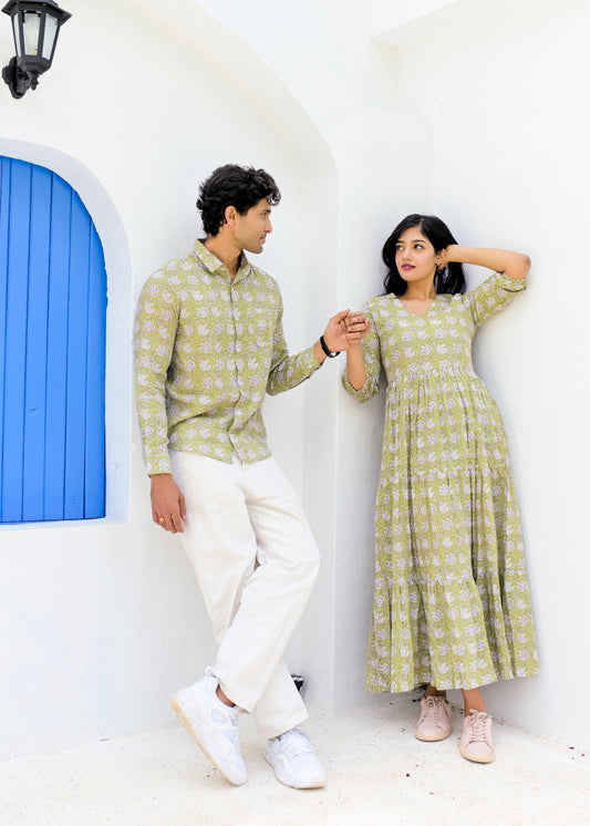 Darpan Katha Couple Matching Shirt and Dress - Tusok
