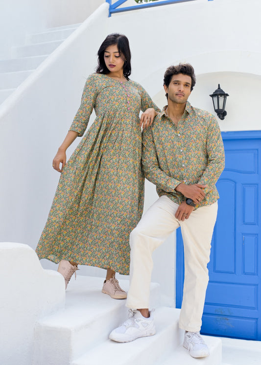 Manjari Couple Matching  Shirt and Dress