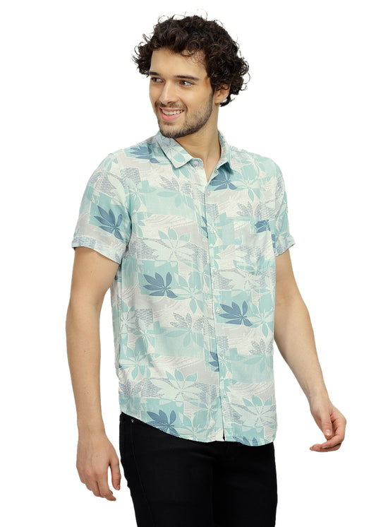 Teal Patch Printed Shirt - Tusok