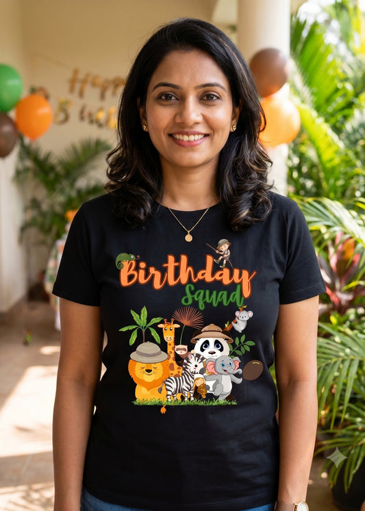 Black Jungle Theme Birthday Women Tshirt