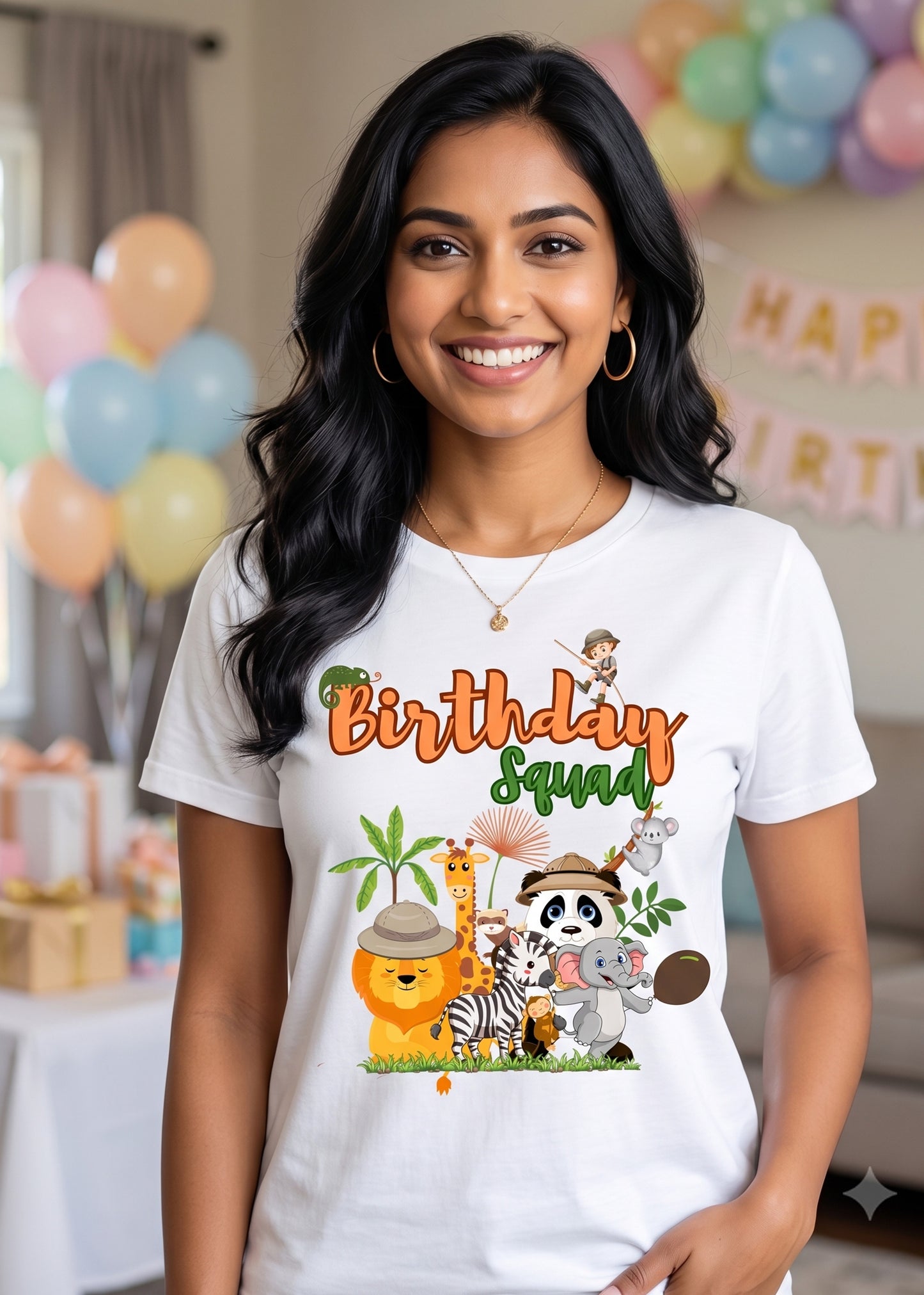 White Jungle Theme Birthday Women Tshirt